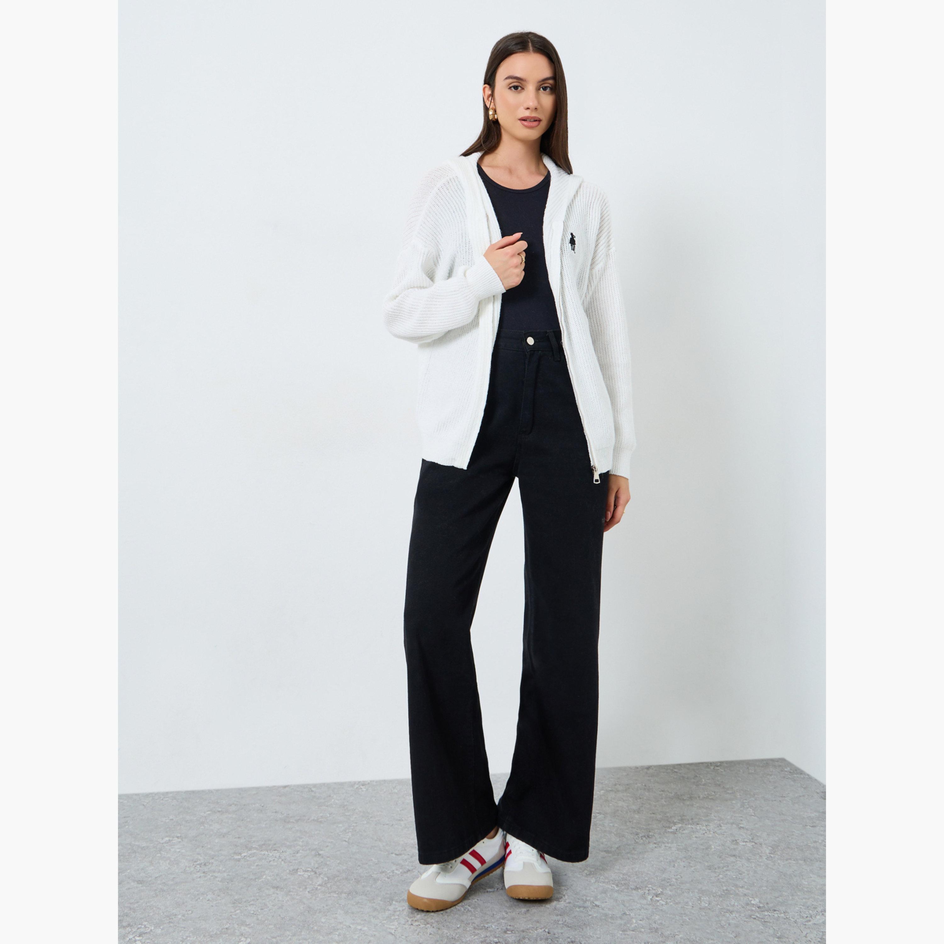 تيك تو - كارديغان أبيض محبوك بغطاء رأس وسحّاب-women-clothing-cardigansandjumpers-cardigans-image-2