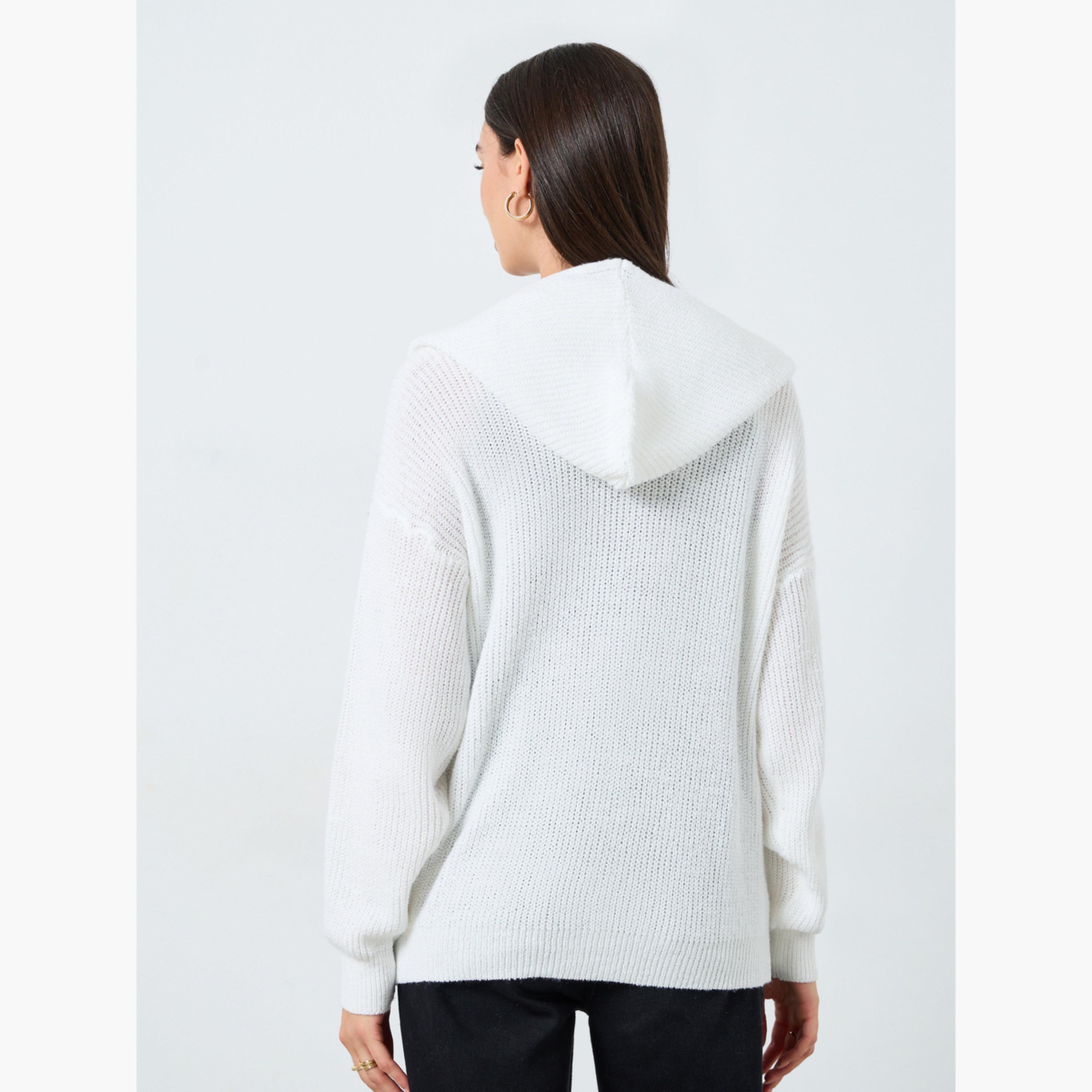 تيك تو - كارديغان أبيض محبوك بغطاء رأس وسحّاب-women-clothing-cardigansandjumpers-cardigans-image-4