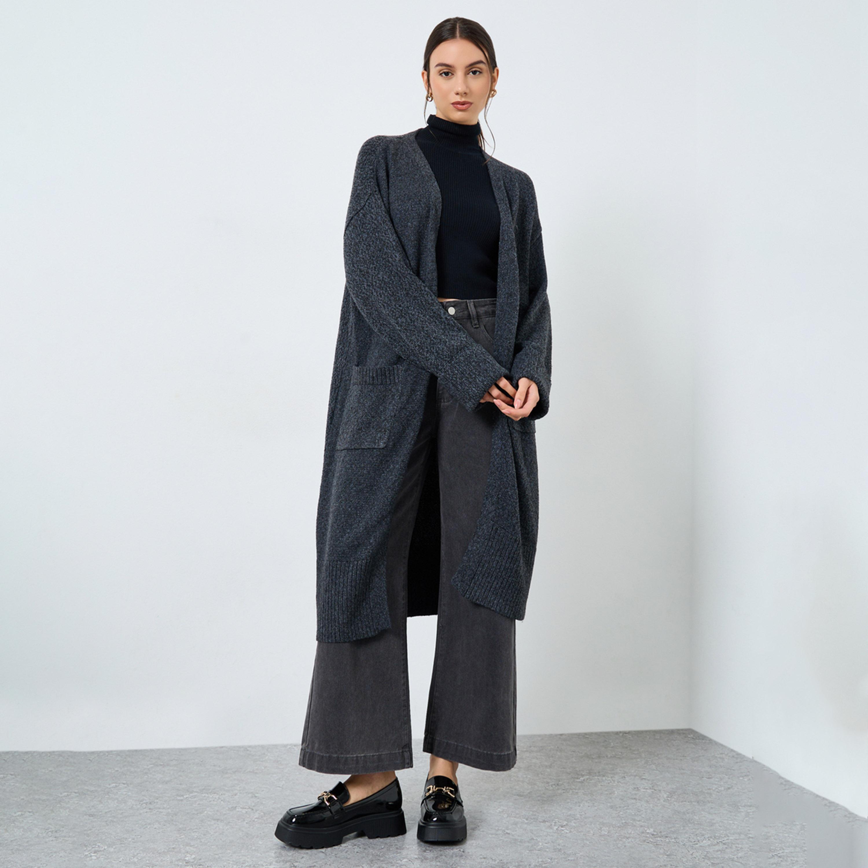Take Two Charcoal Midi Cardigan with Patch Pocket-women-clothing-cardigansandjumpers-cardigans-image-1