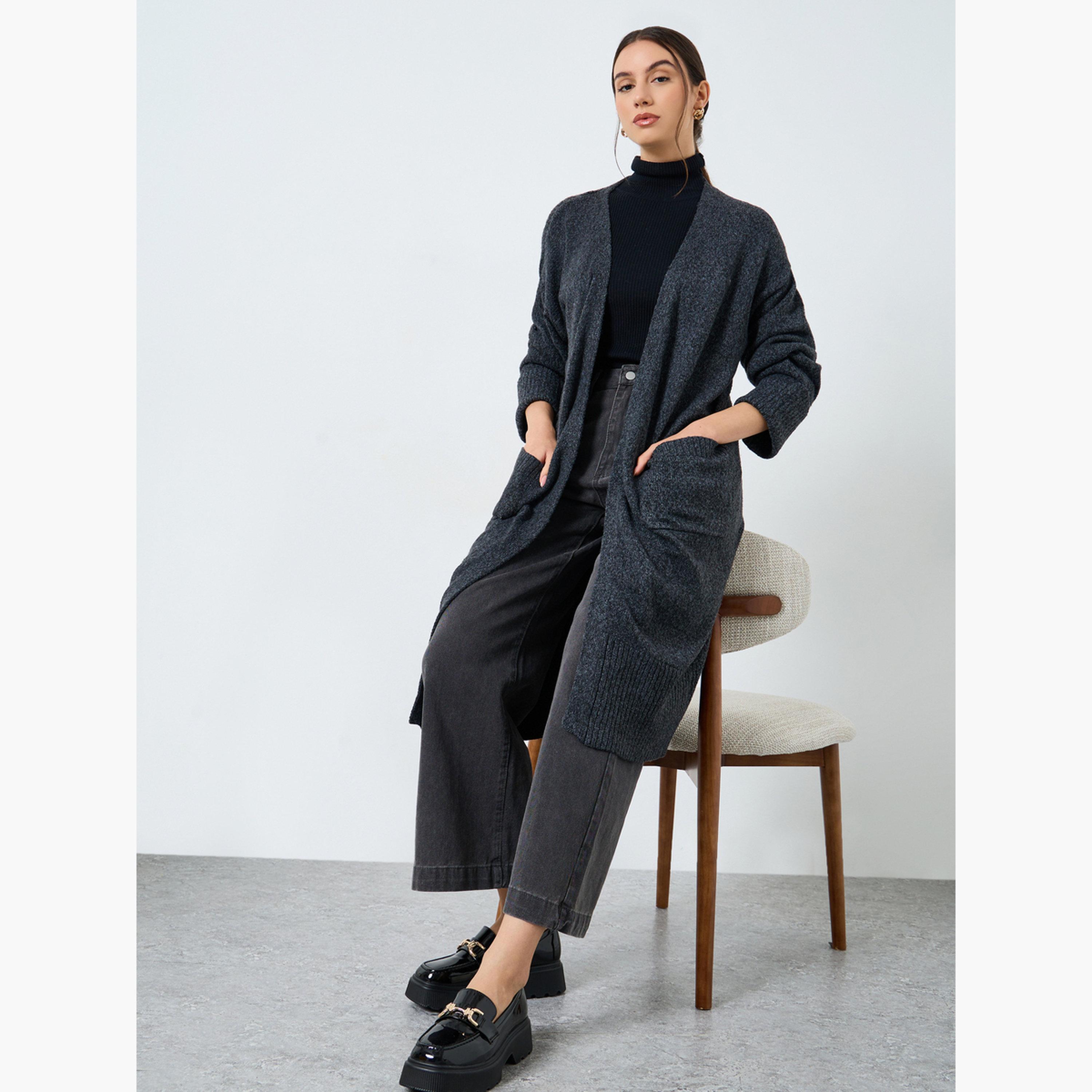 Take Two Charcoal Midi Cardigan with Patch Pocket-women-clothing-cardigansandjumpers-cardigans-image-2