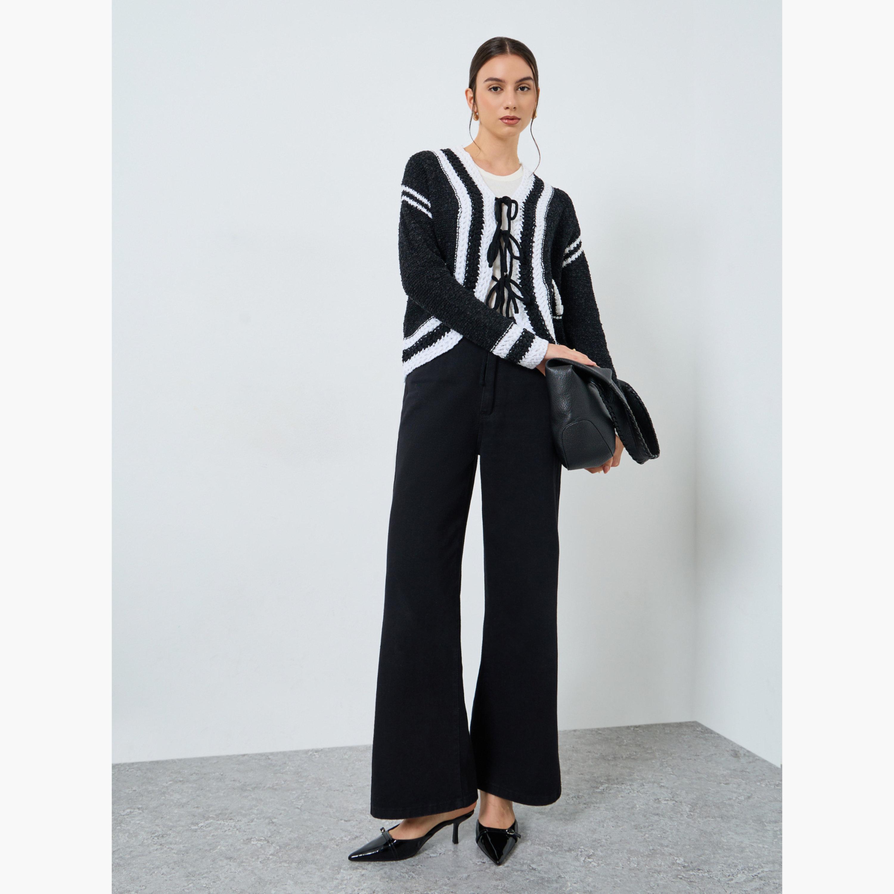 Take Two Black Crochet Knit Tie-Up Cardigan-women-clothing-cardigansandjumpers-cardigans-image-2