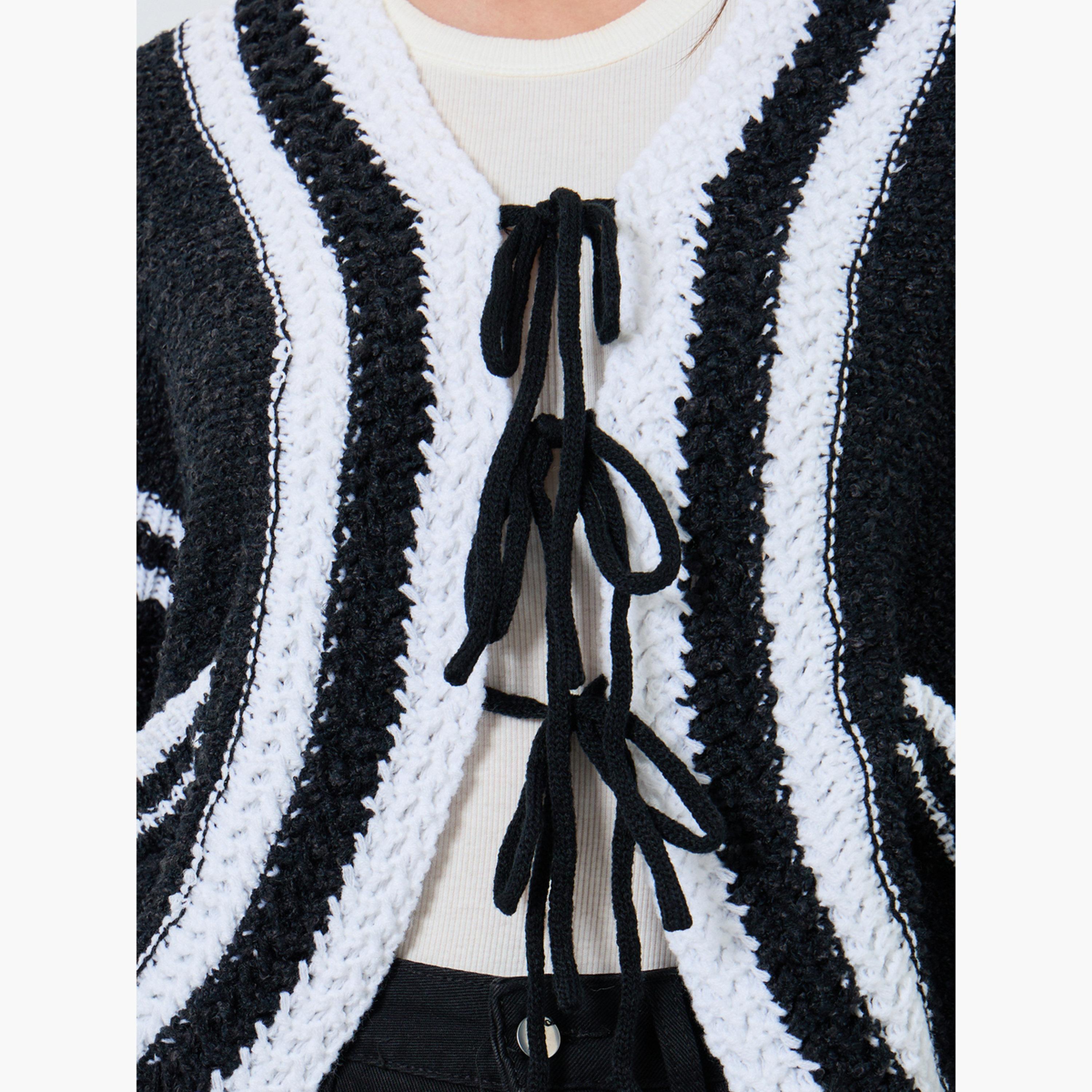 Take Two Black Crochet Knit Tie-Up Cardigan-women-clothing-cardigansandjumpers-cardigans-image-5