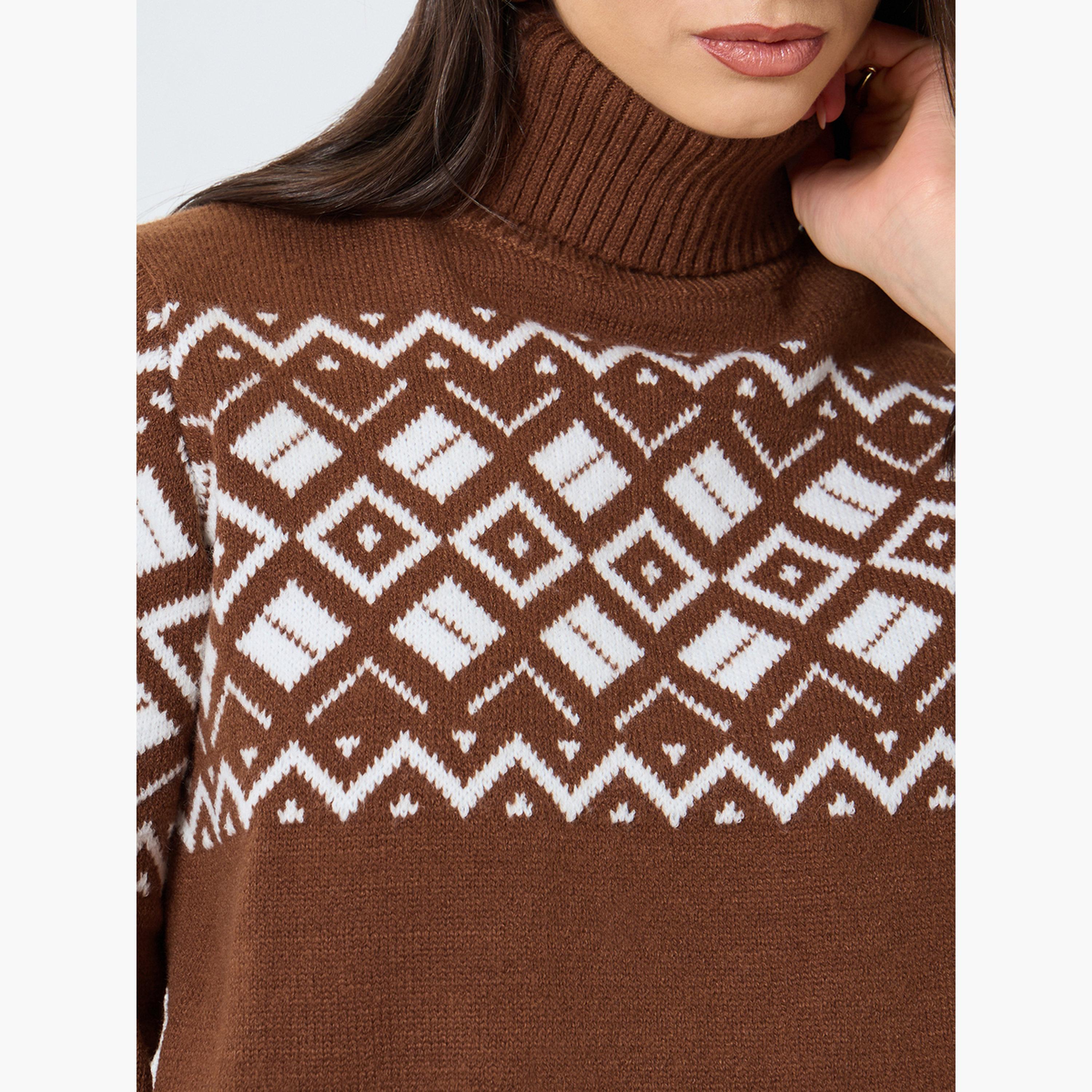 Take Two Brown Fair Isle Turtle Neck Sweater-women-clothing-cardigansandjumpers-jumpers-image-4
