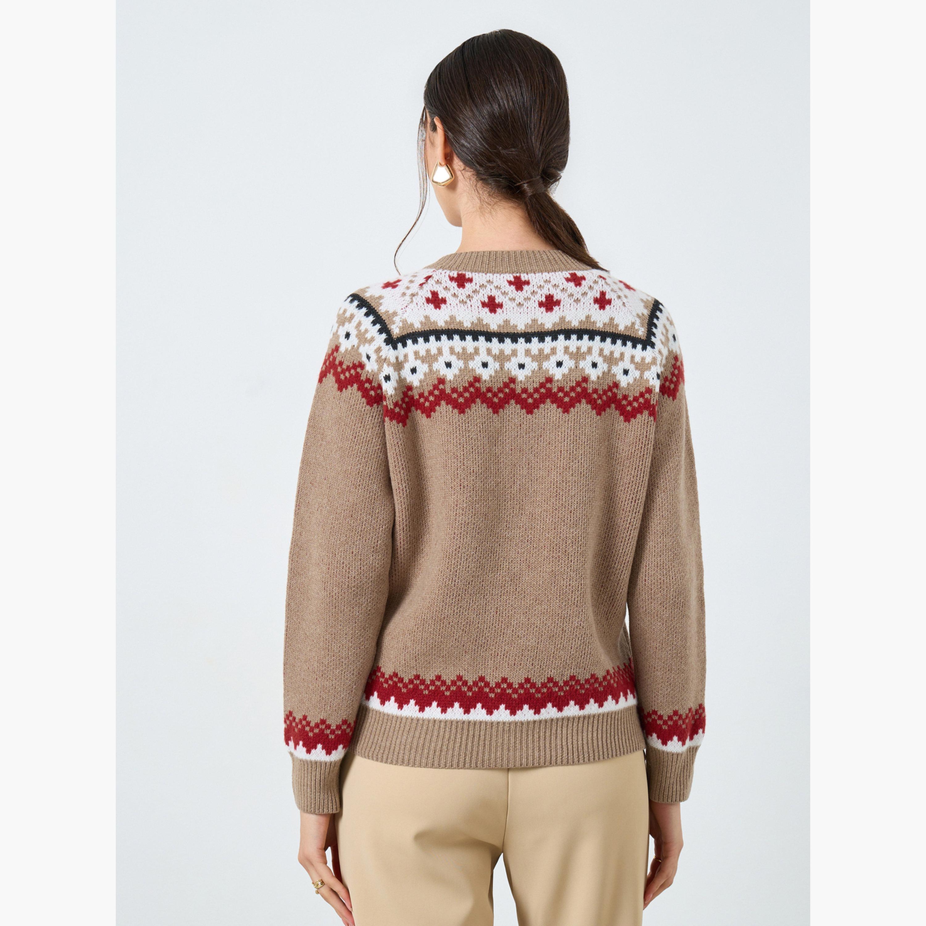 Take Two Brown Regular Fit Patterned Knit Cardigan-women-clothing-cardigansandjumpers-cardigans-image-4