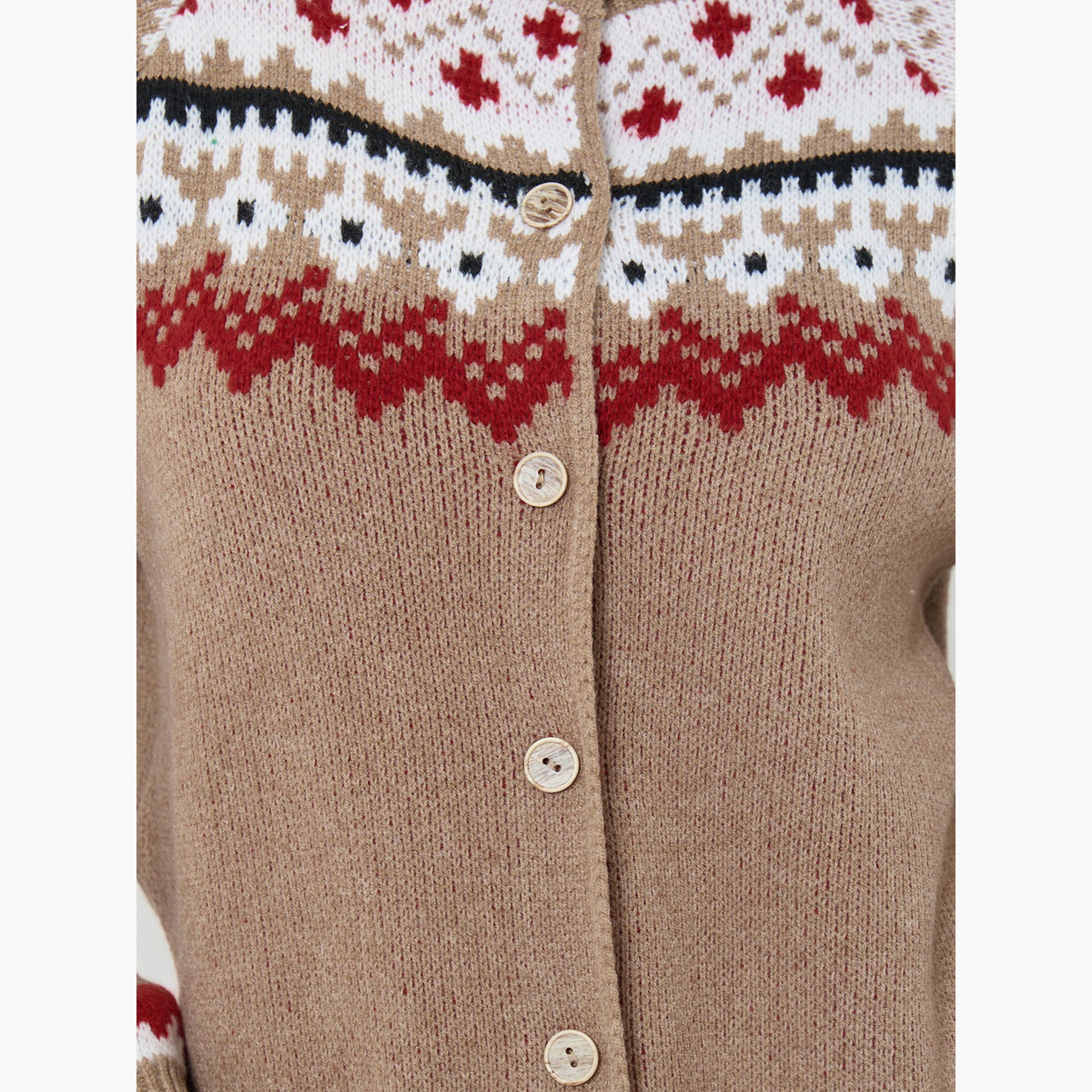 Take Two Brown Regular Fit Patterned Knit Cardigan-women-clothing-cardigansandjumpers-cardigans-image-5