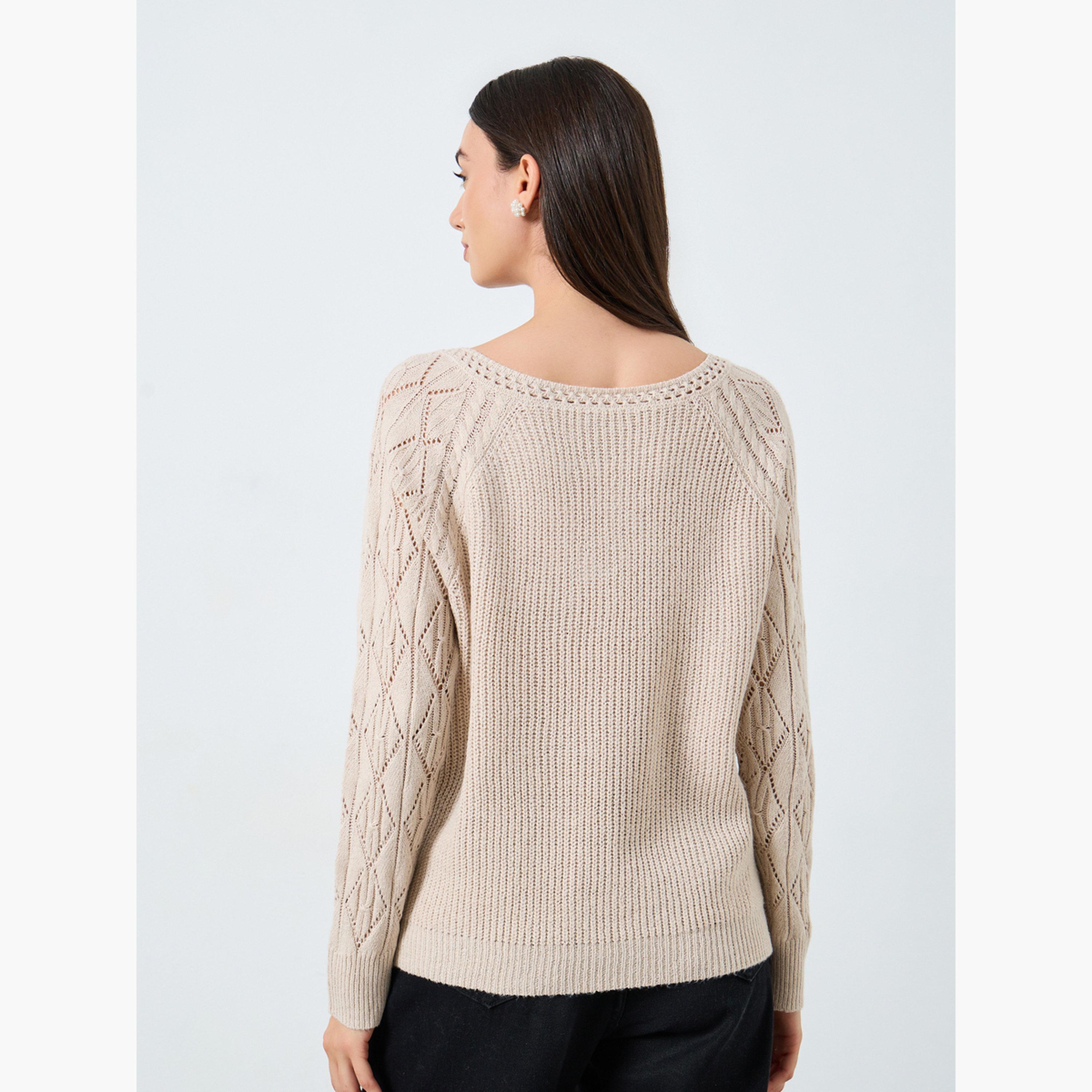 تيك تو - سترة محبوكة لون بيج برقبة على شكل حرف V-women-clothing-cardigansandjumpers-jumpers-image-4