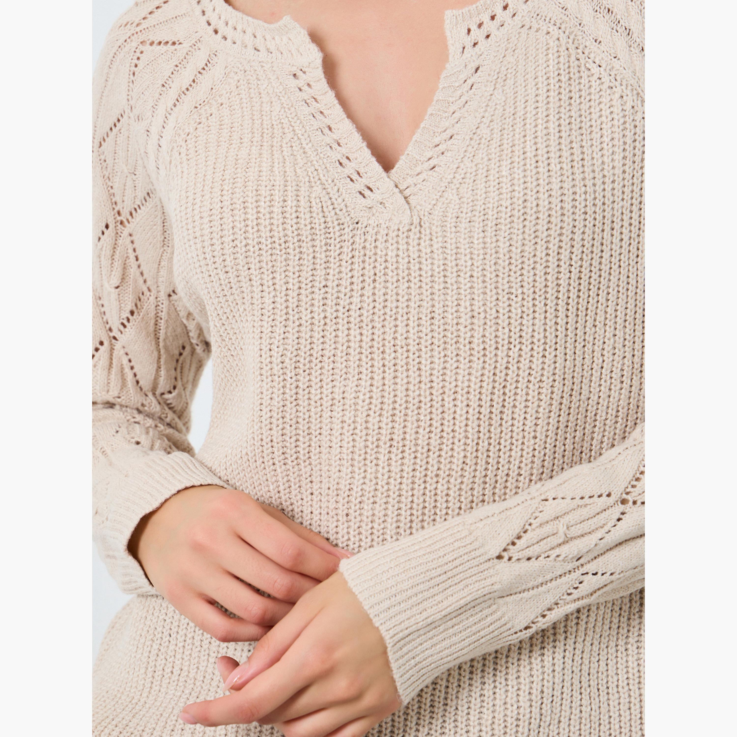 Take Two Beige V Neck Knitted Sweater-women-clothing-cardigansandjumpers-jumpers-image-5
