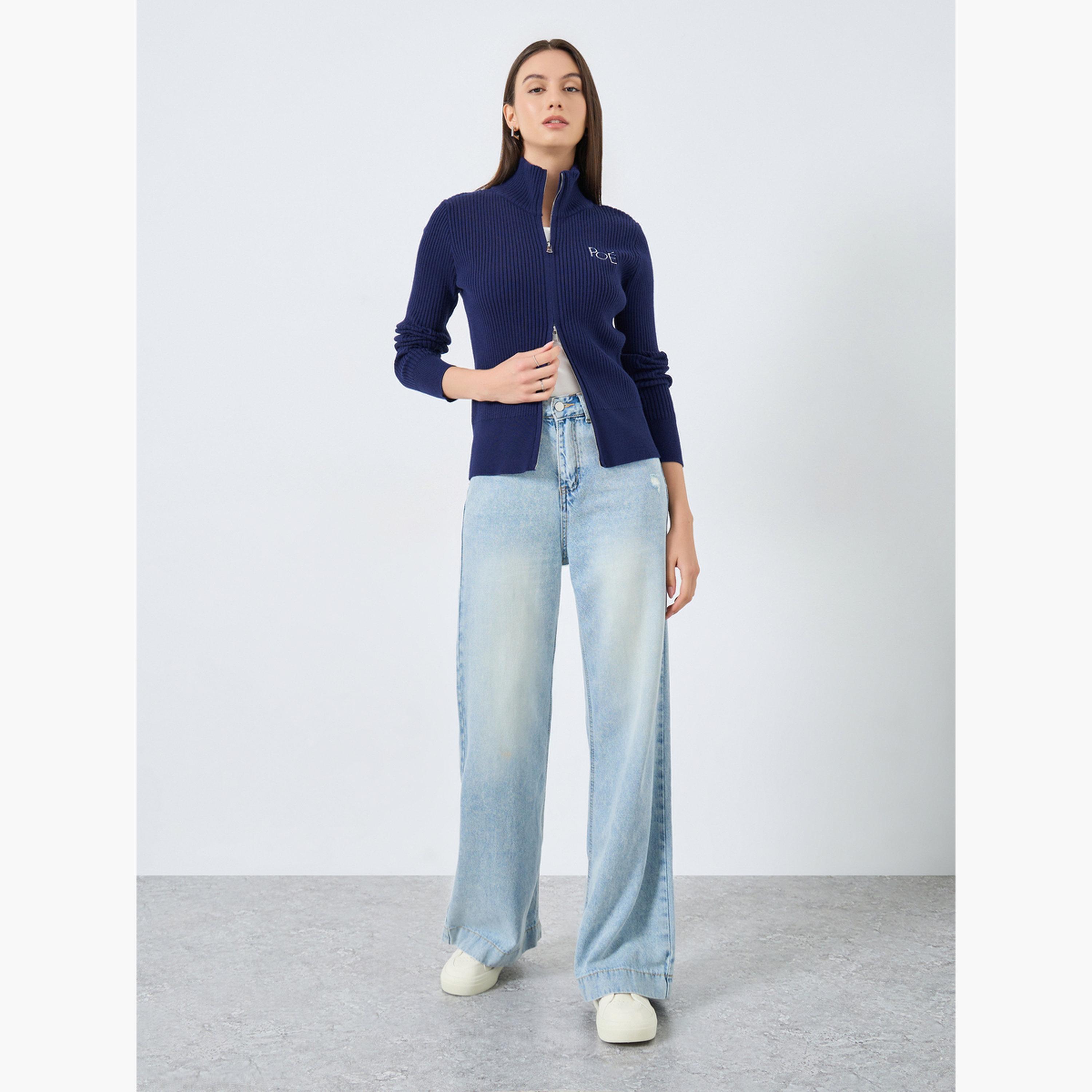 Take Two Solid High Neck Zip Up Knitted Top-women-clothing-cardigansandjumpers-jumpers-image-2