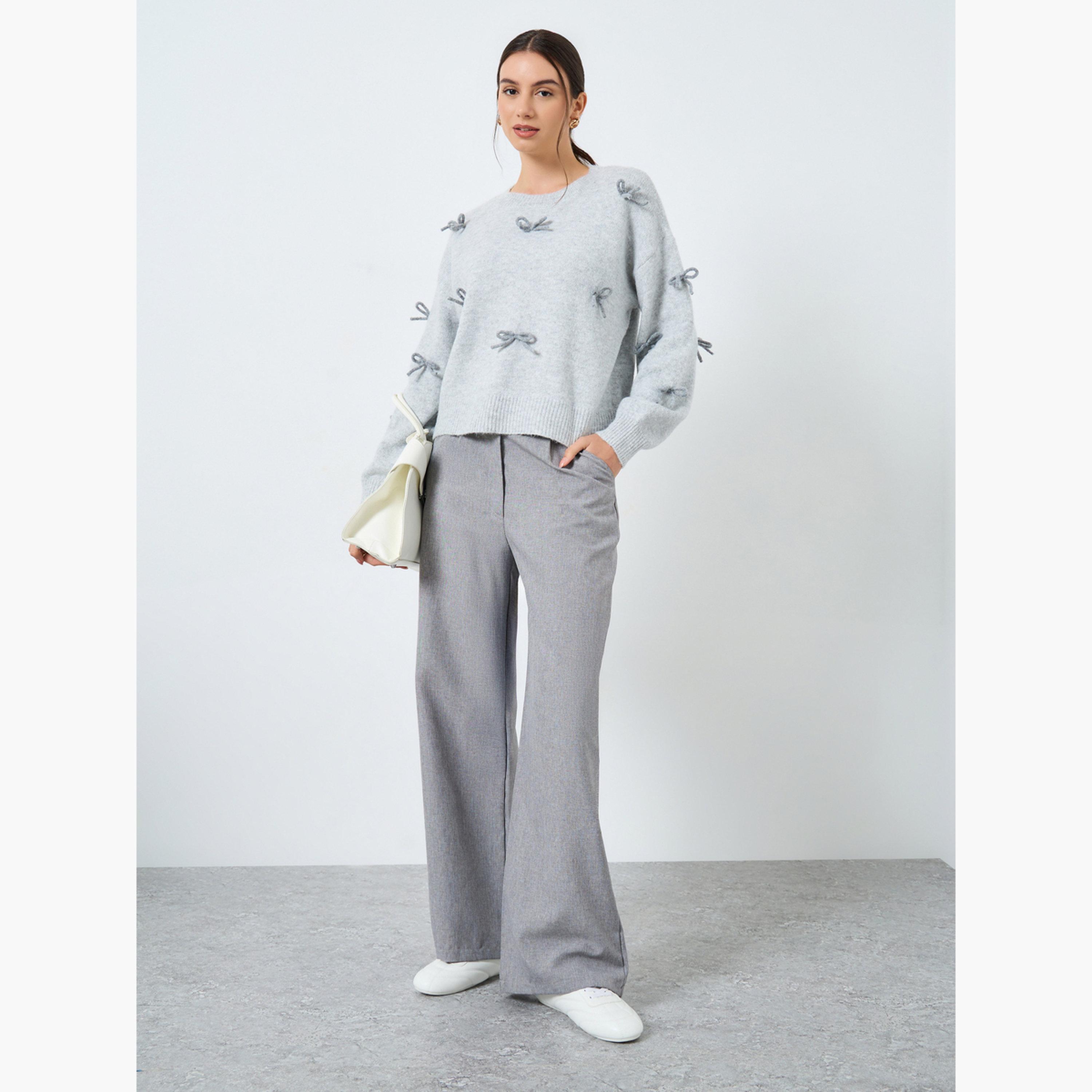 Take Two Grey Bow Detail Knitted Sweater-women-clothing-cardigansandjumpers-jumpers-image-2