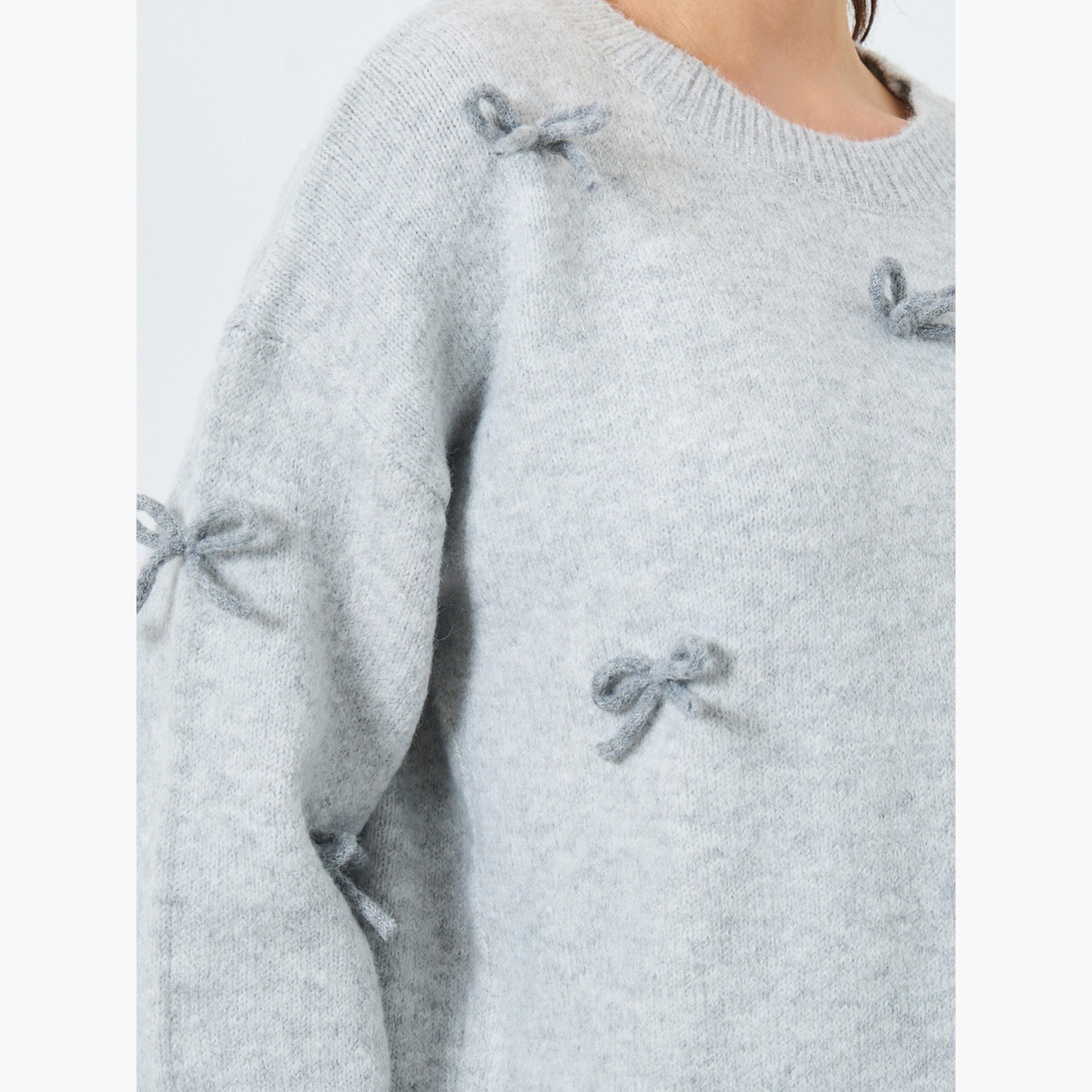 Take Two Grey Bow Detail Knitted Sweater-women-clothing-cardigansandjumpers-jumpers-image-4
