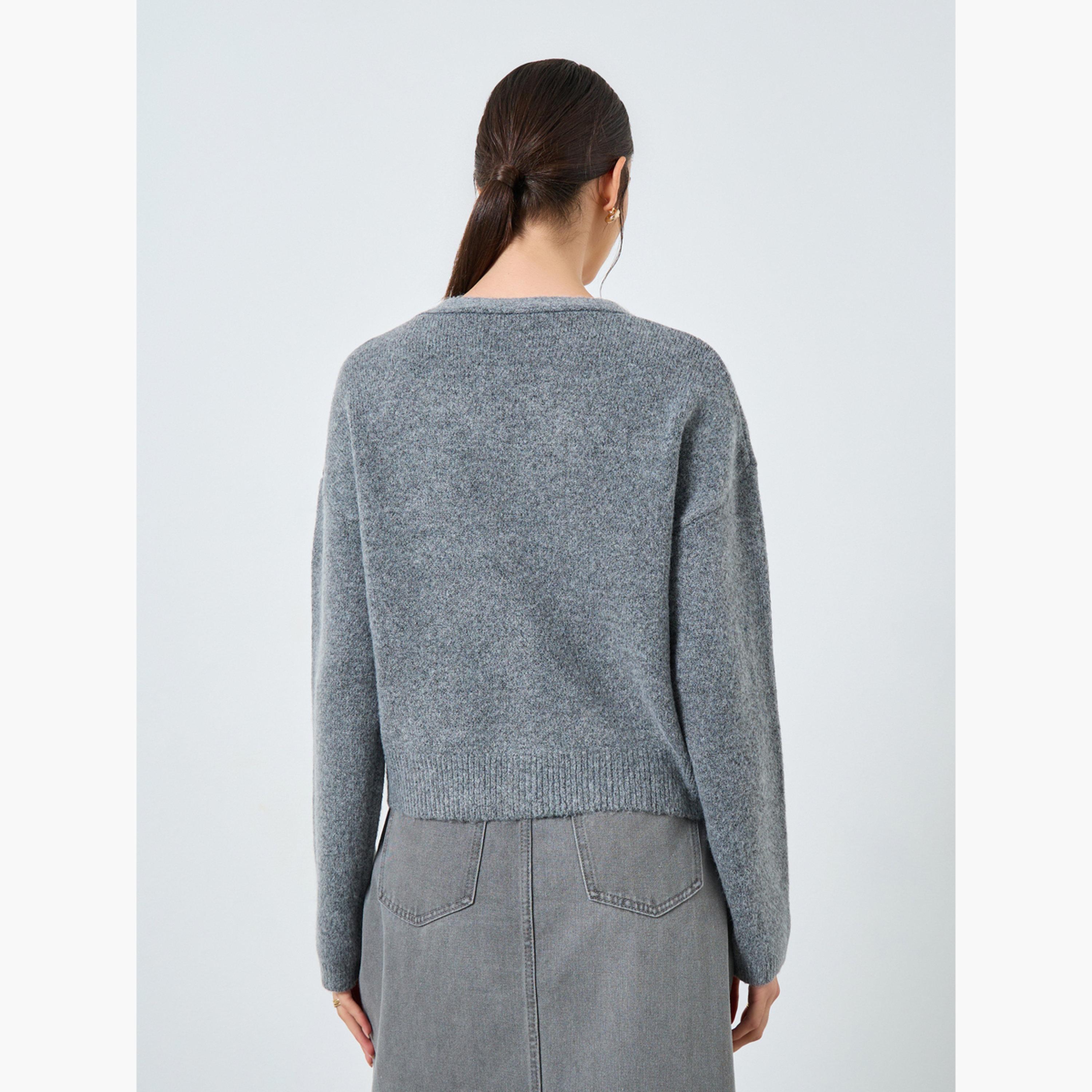 Take Two Grey Short Length Cardigan with Buttons-women-clothing-cardigansandjumpers-cardigans-image-4