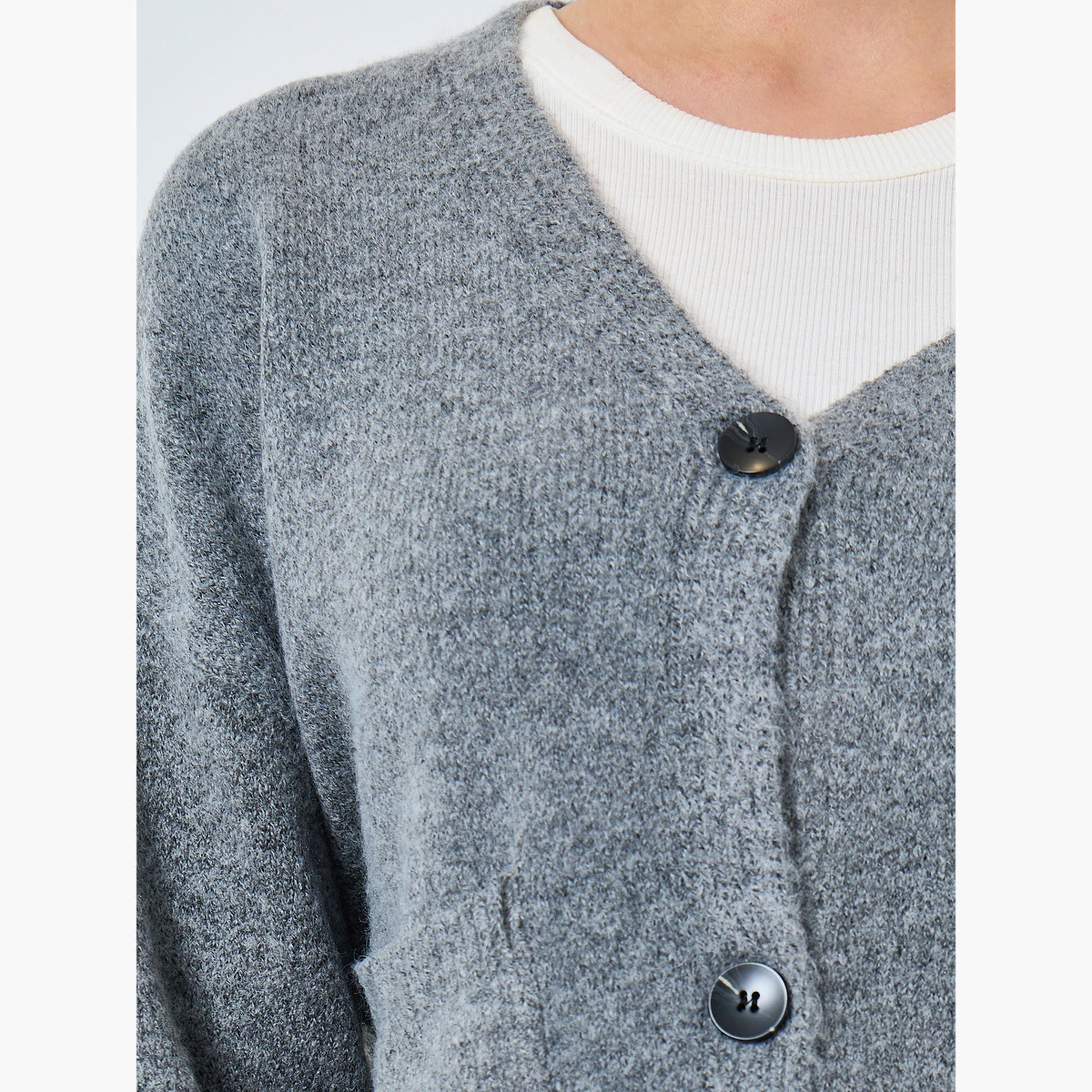 Take Two Grey Short Length Cardigan with Buttons-women-clothing-cardigansandjumpers-cardigans-image-5