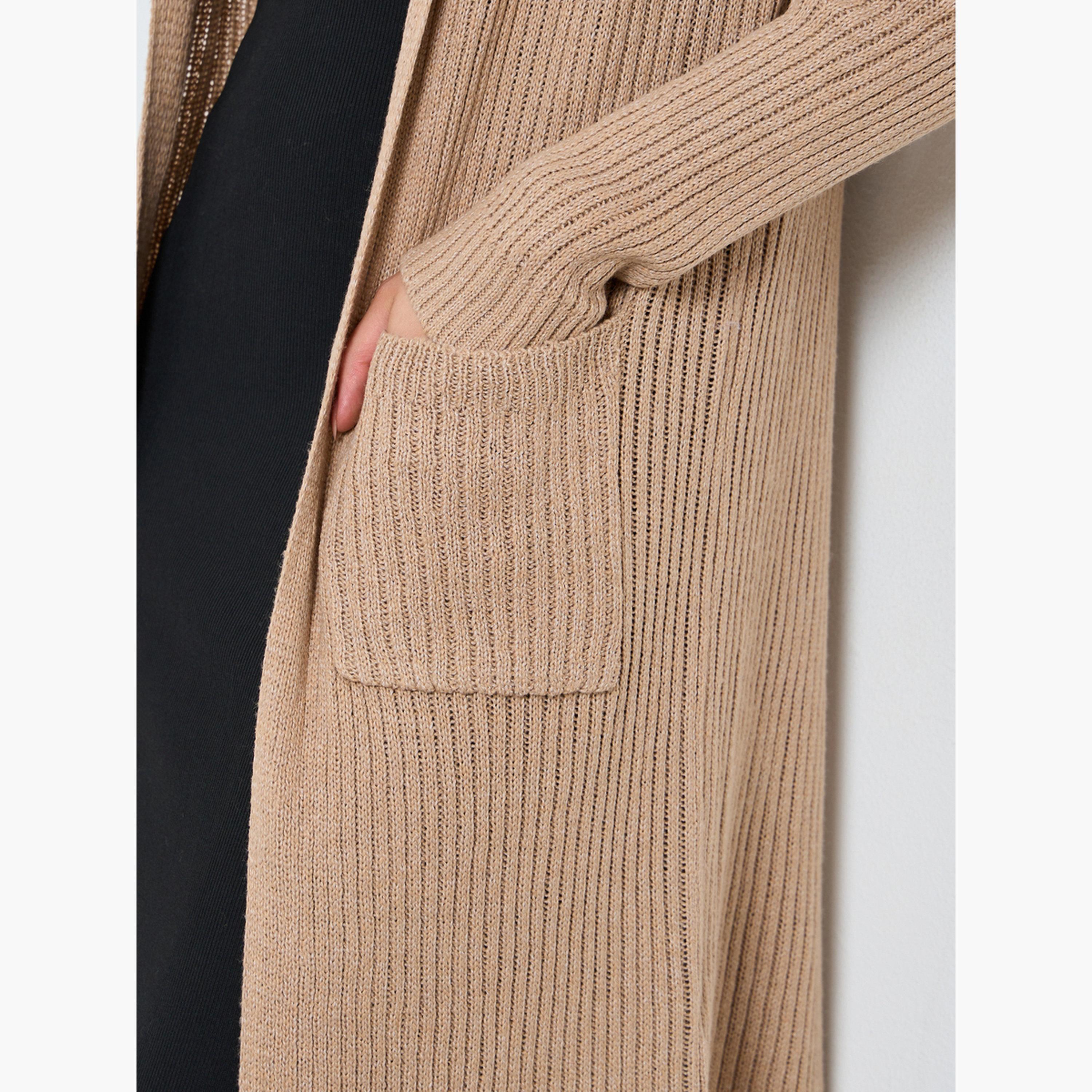 تيك تو - كارديغان محبوك بغطاء رأس لون بيج-women-clothing-cardigansandjumpers-cardigans-image-4