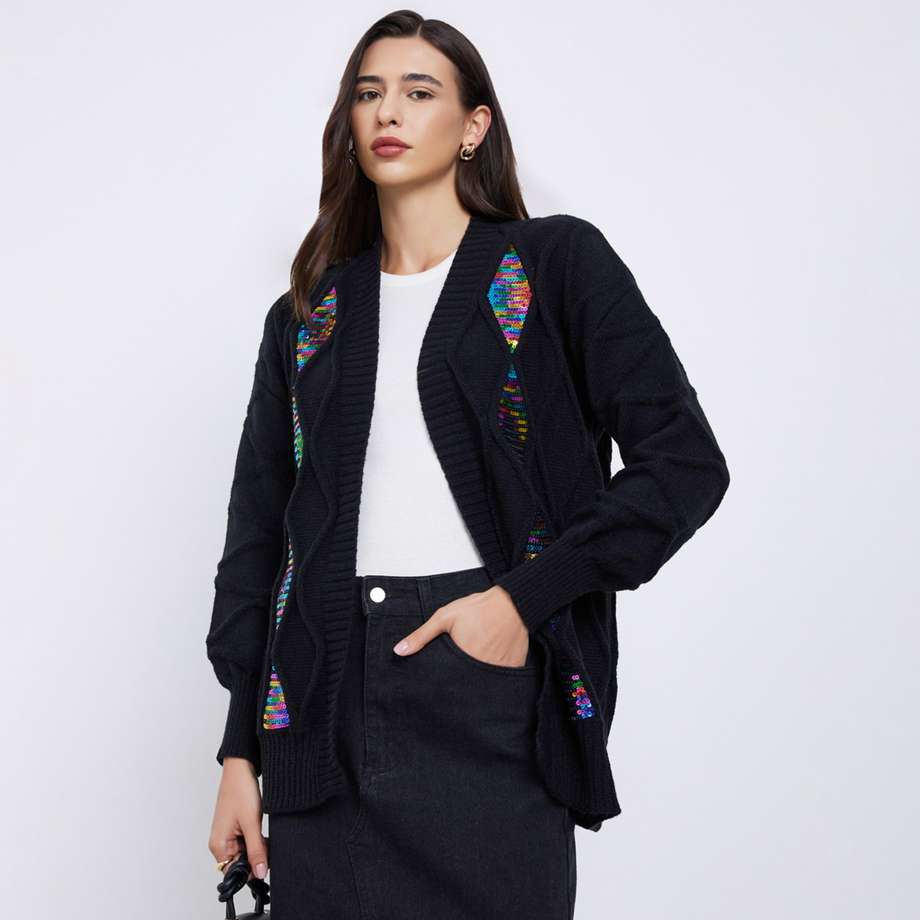Take Two Black Front Open Sequined Cardigan-women-clothing-cardigansandjumpers-cardigans-image-1