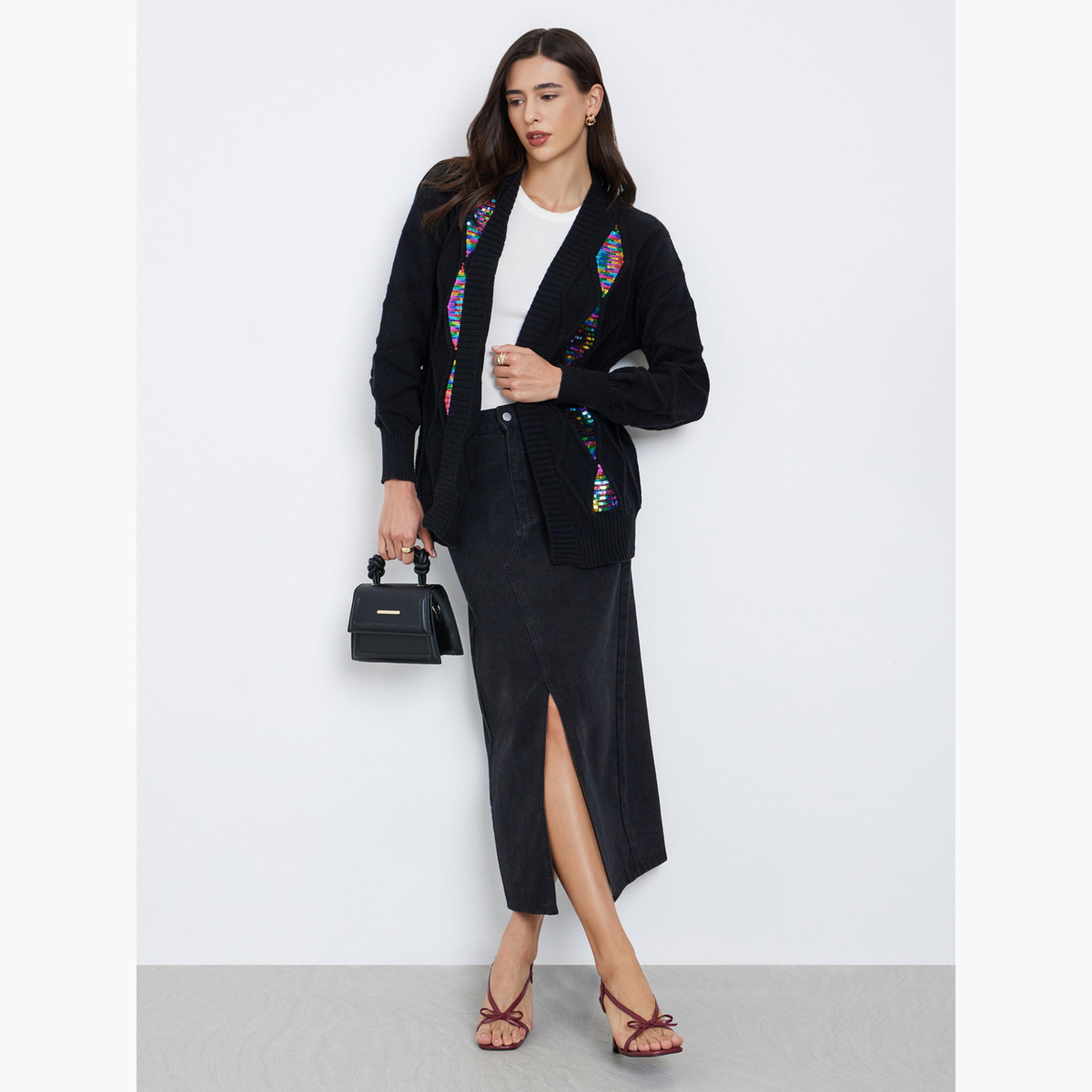 Take Two Black Front Open Sequined Cardigan-women-clothing-cardigansandjumpers-cardigans-image-2