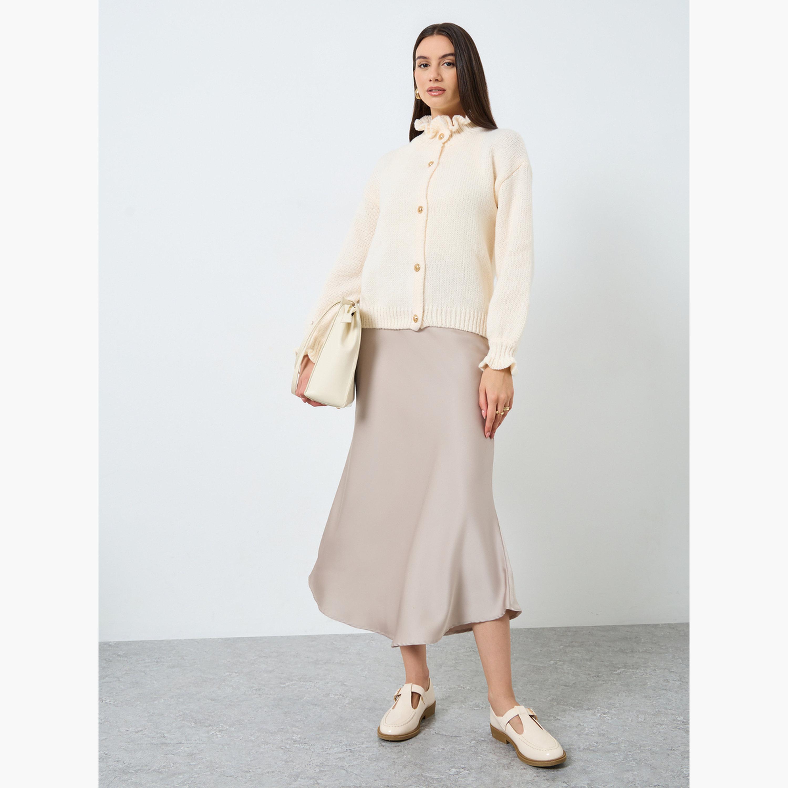 Take Two Cream Ruffled High Neck Knit Cardigan-women-clothing-cardigansandjumpers-cardigans-image-2