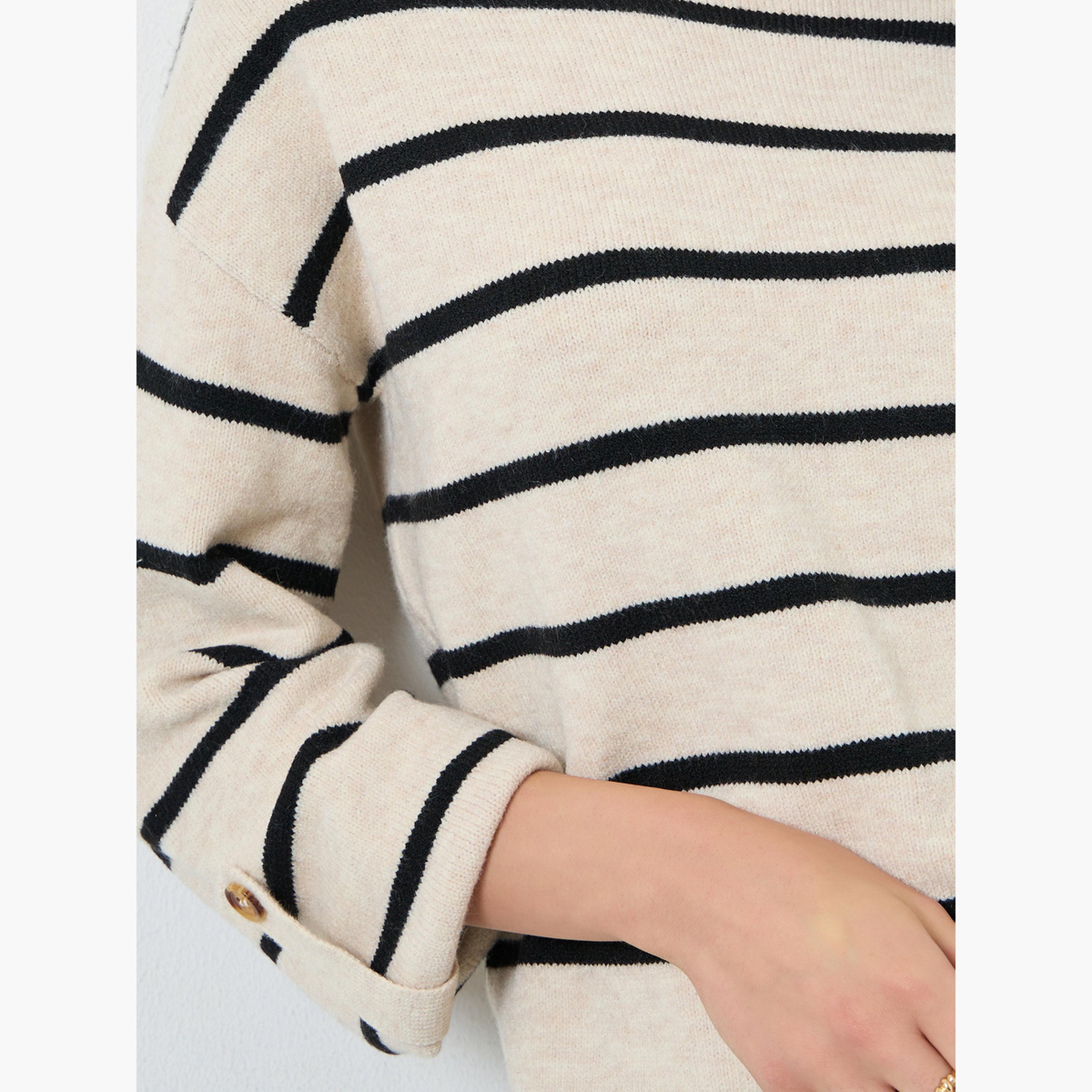 تيك تو - سترة مخططة لون بيج بفتحة رقبة على شكل قارب-women-clothing-cardigansandjumpers-jumpers-image-5