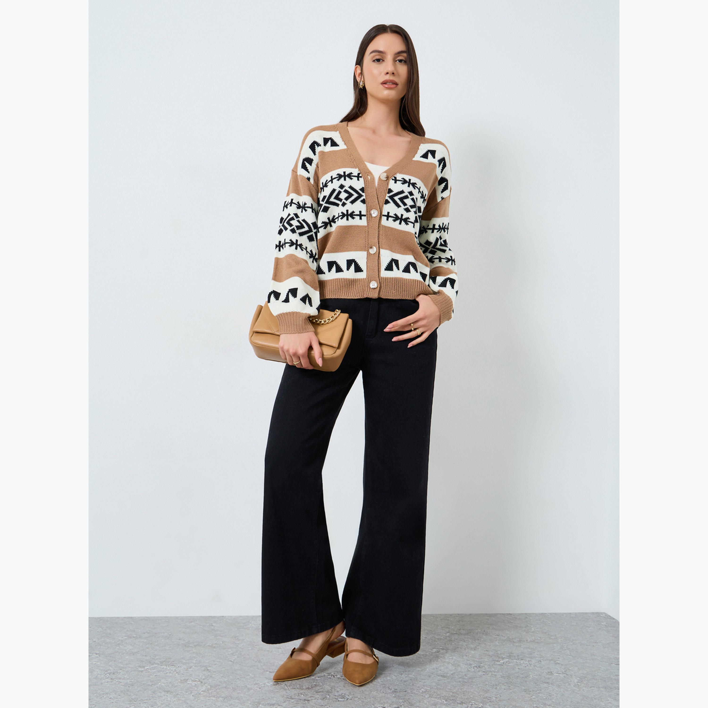 Take Two Geometric Pattern Knit Cardigan-women-clothing-cardigansandjumpers-cardigans-image-2