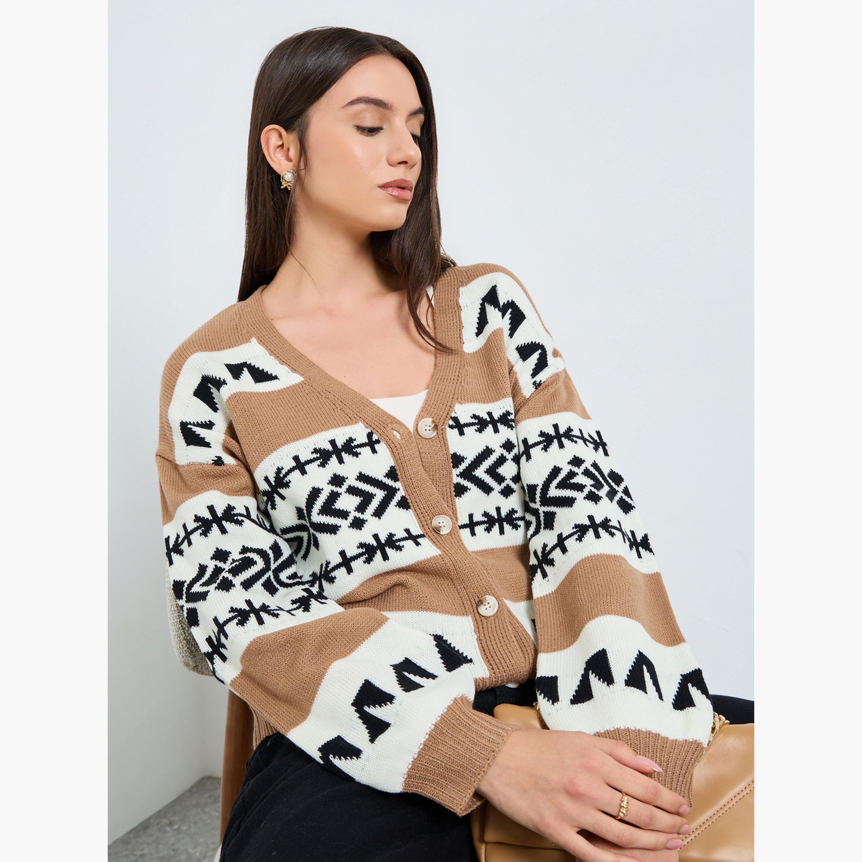 Take Two Geometric Pattern Knit Cardigan-women-clothing-cardigansandjumpers-cardigans-image-3