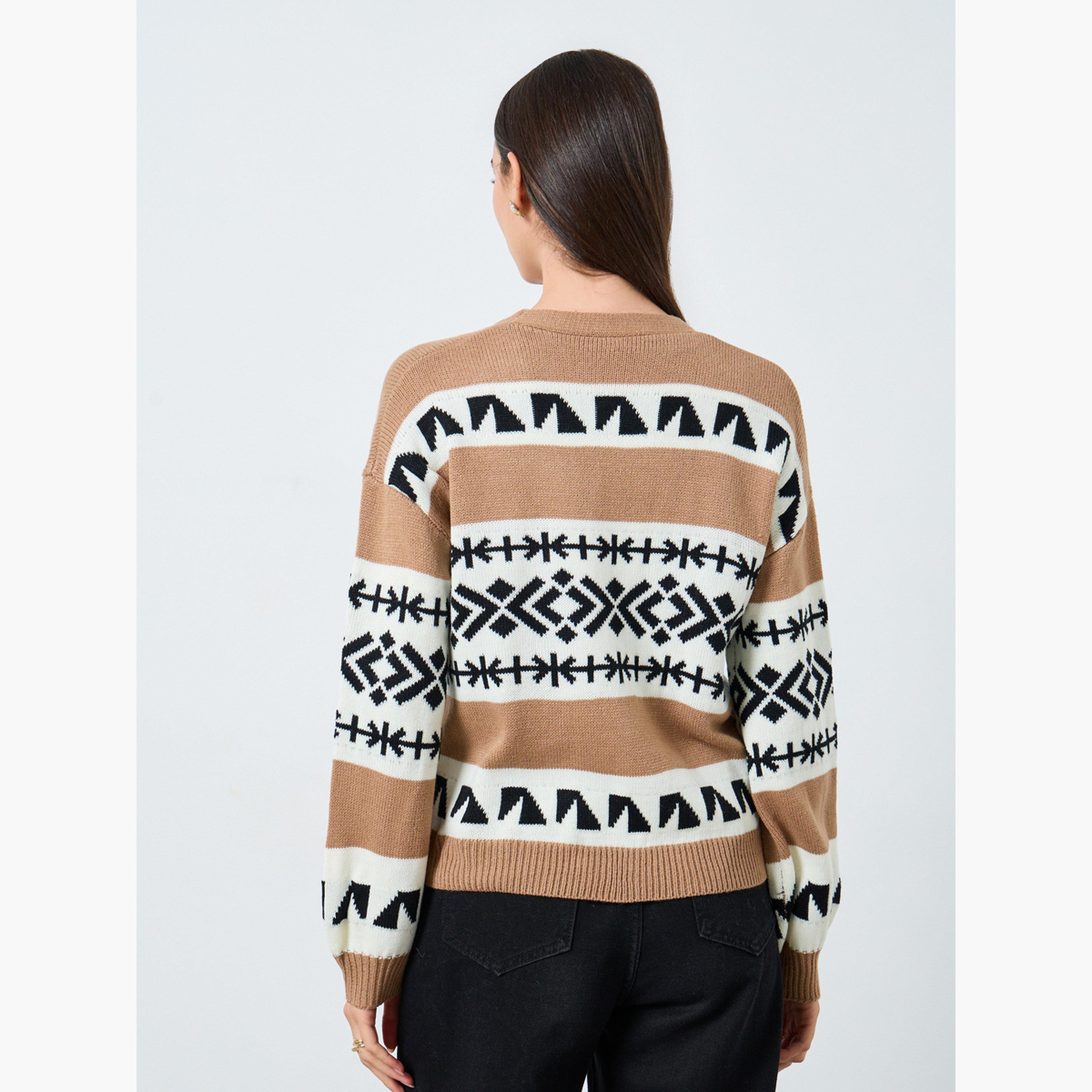 Take Two Geometric Pattern Knit Cardigan-women-clothing-cardigansandjumpers-cardigans-image-4