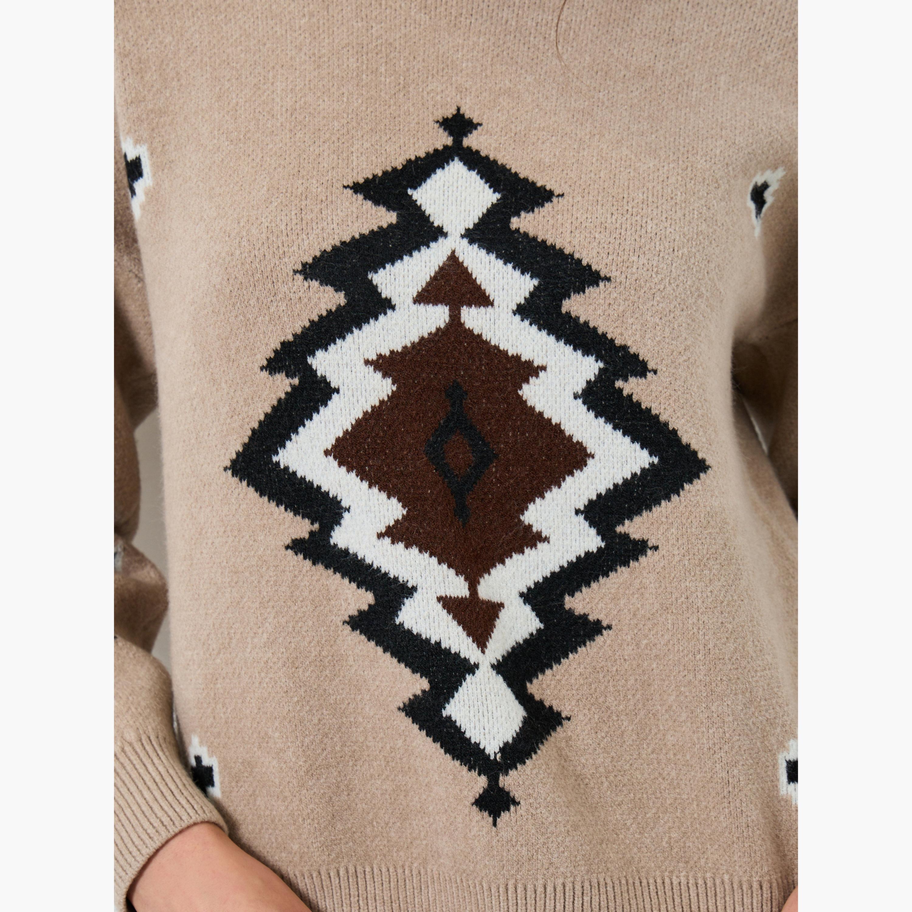 Take Two Beige Tribal Pattern Knit Sweater-women-clothing-cardigansandjumpers-jumpers-image-5