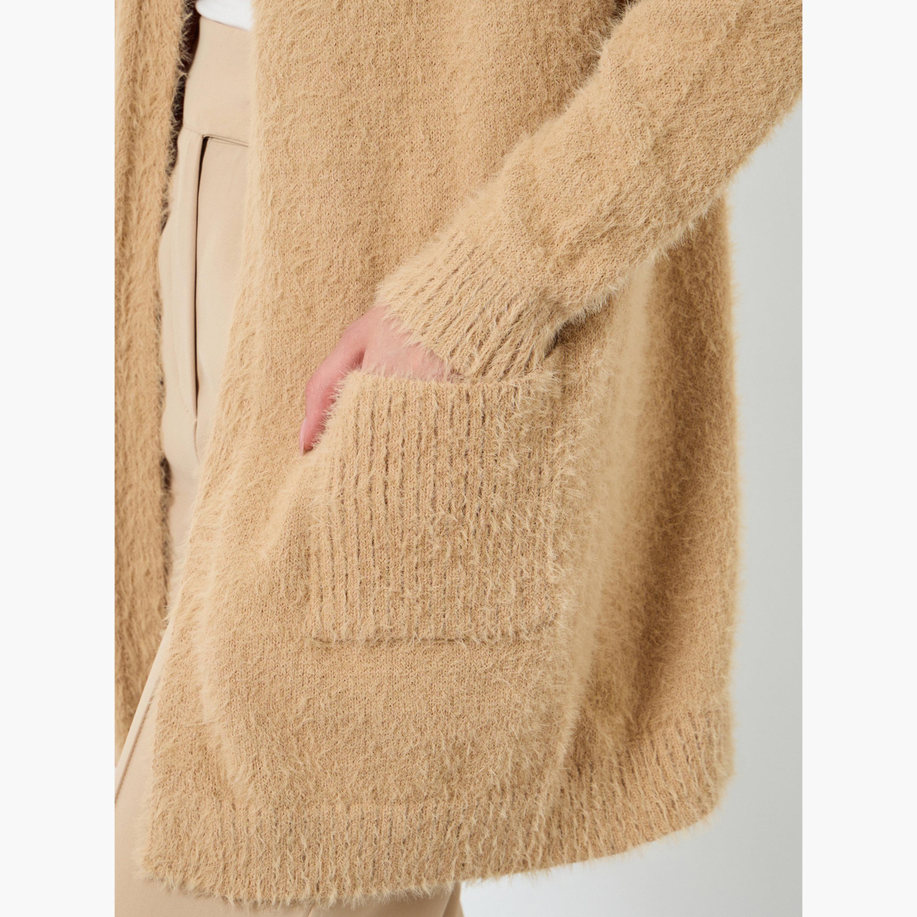 Take Two Khaki Furry Knit Longline Cardigan-women-clothing-cardigansandjumpers-cardigans-image-4