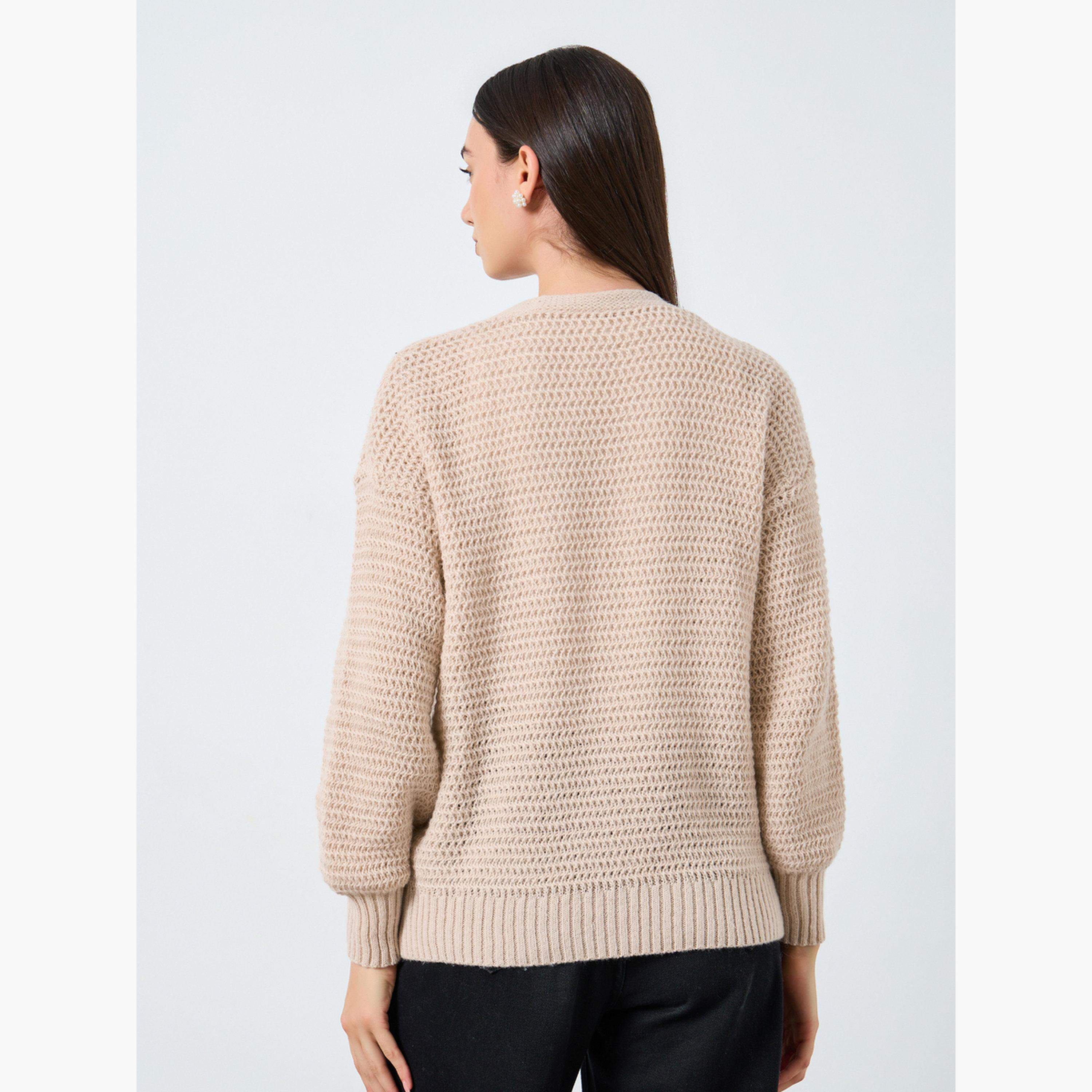 Take Two Beige Chunky Knit Cardigan with Patch Pocket-women-clothing-cardigansandjumpers-cardigans-image-4