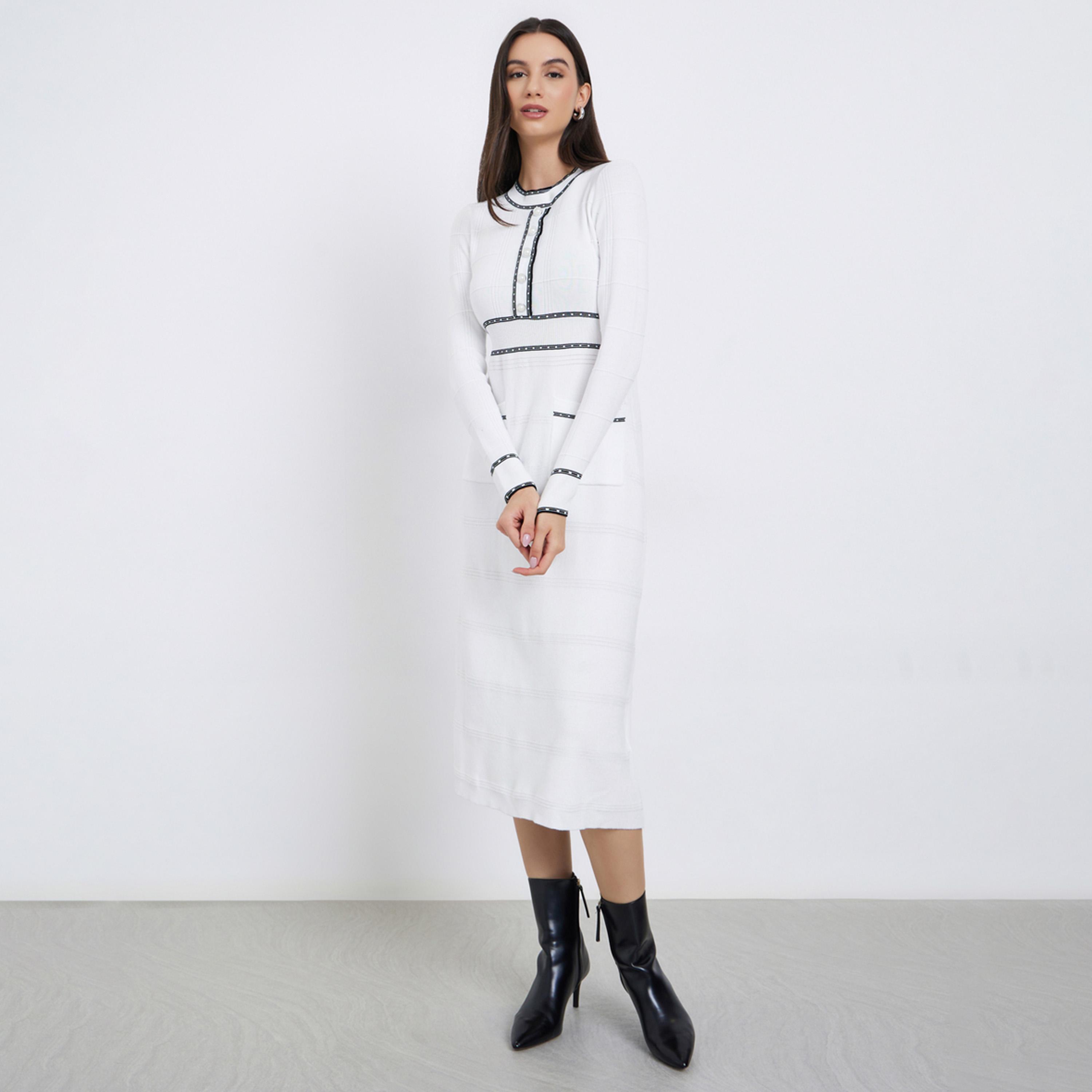 Take Two White Knitted Sweater Midi Dress-women-clothing-dresses-image-1