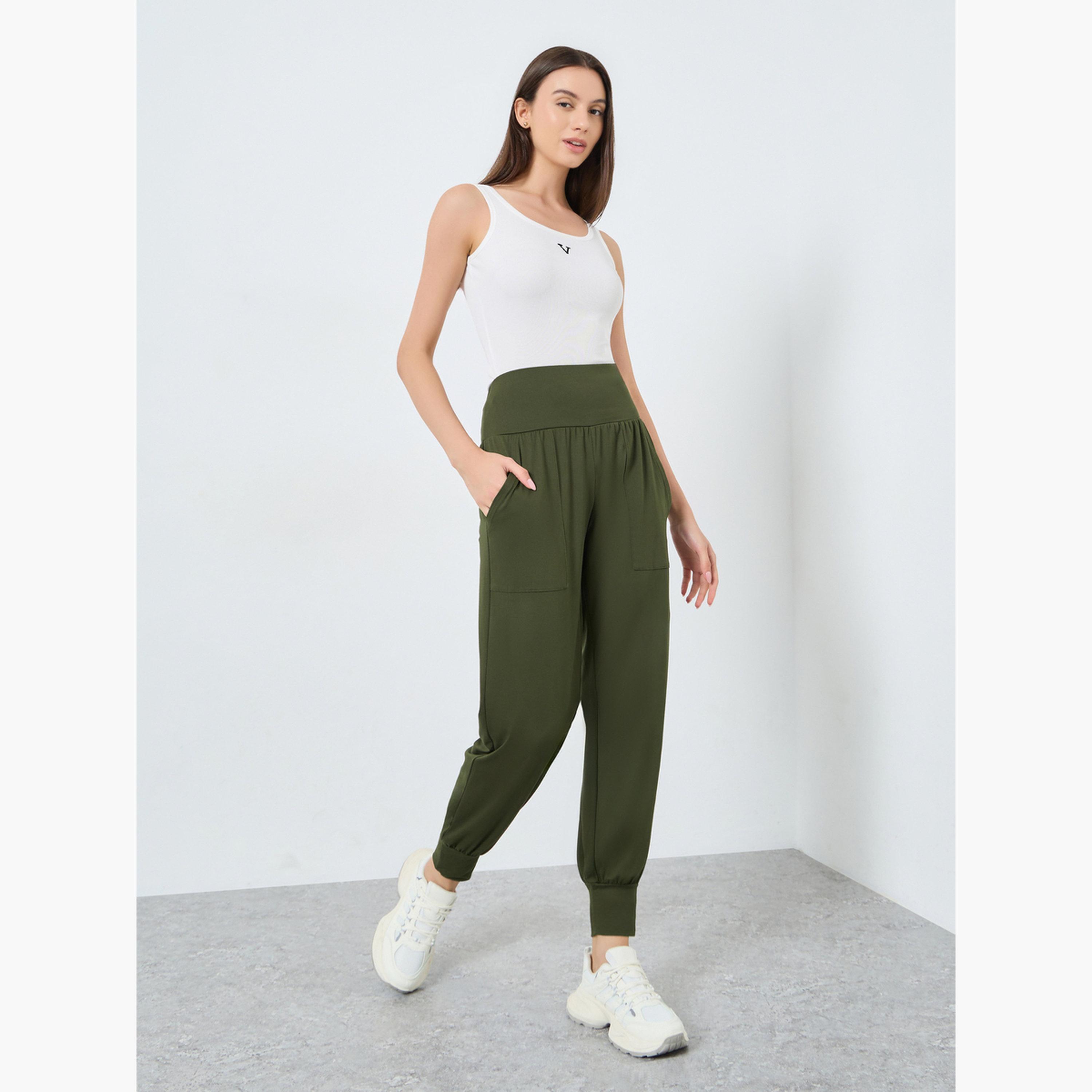 Take Two Women Solid Elastic Waist Pocket Detail Pants-women-clothing-bottoms-trousers-image-2