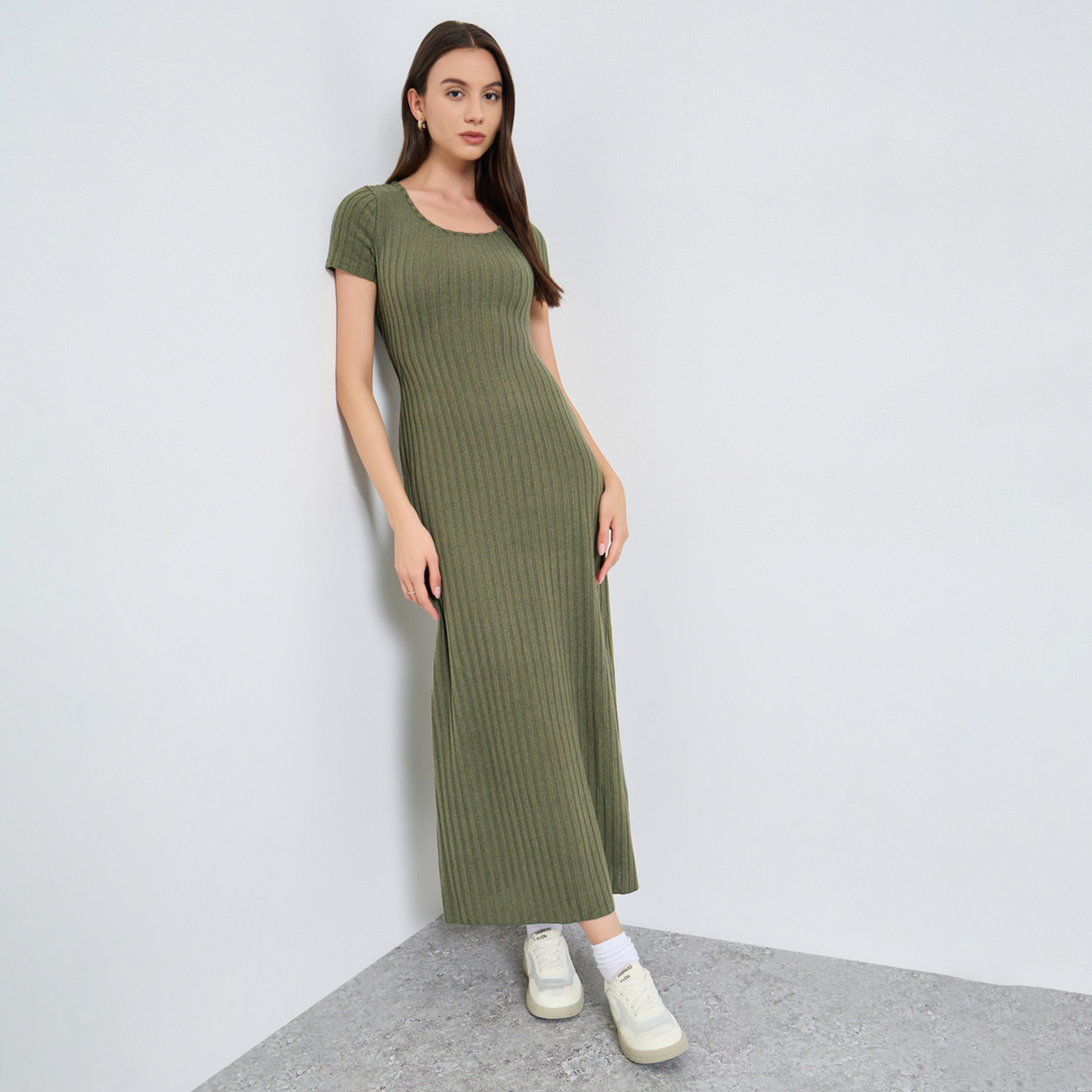 Take Two Ribbed Square Neck Fitted Knit Maxi Dress-women-clothing-dresses-image-1