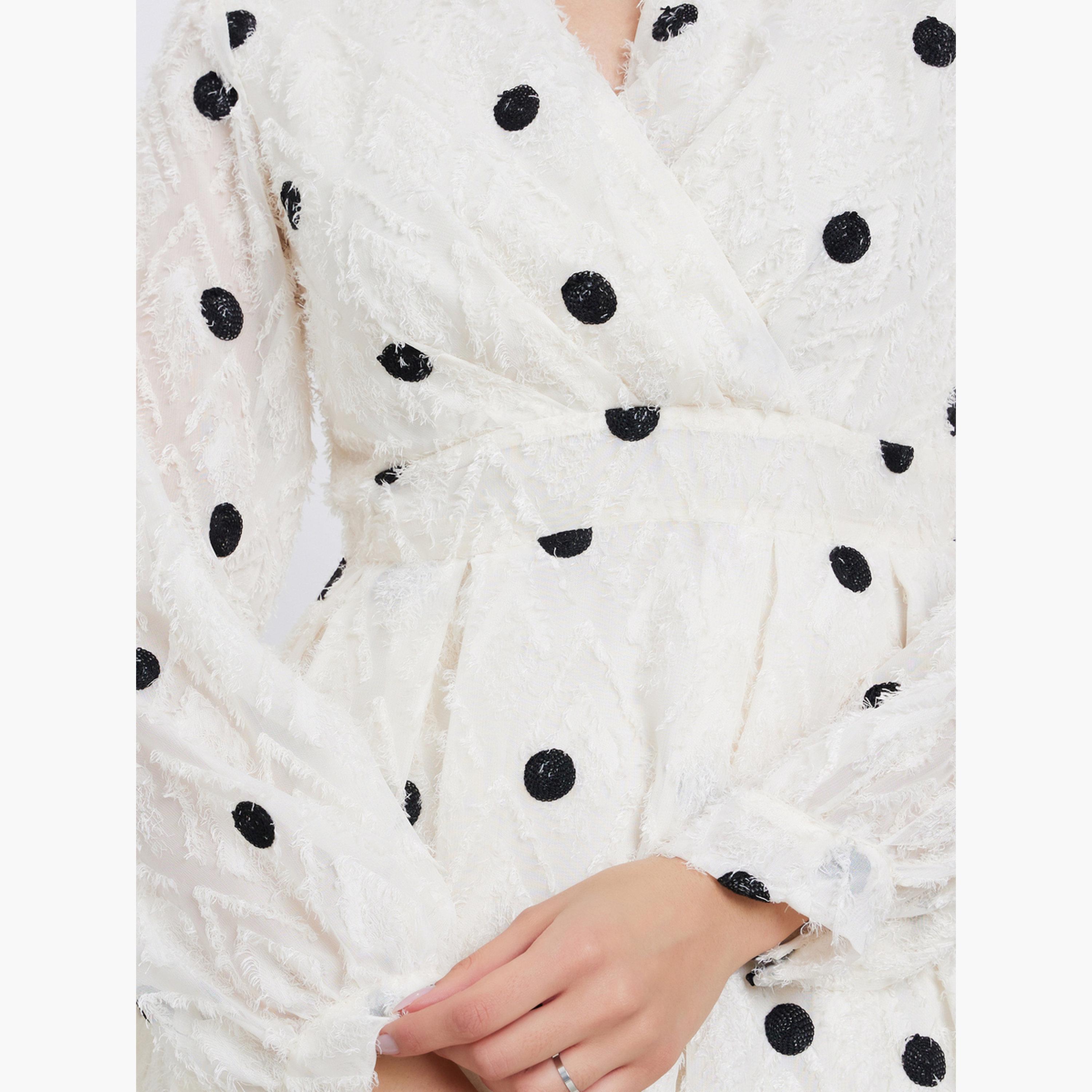 Take Two Polka Dot Frayed Knee Length Dress-women-clothing-dresses-image-4