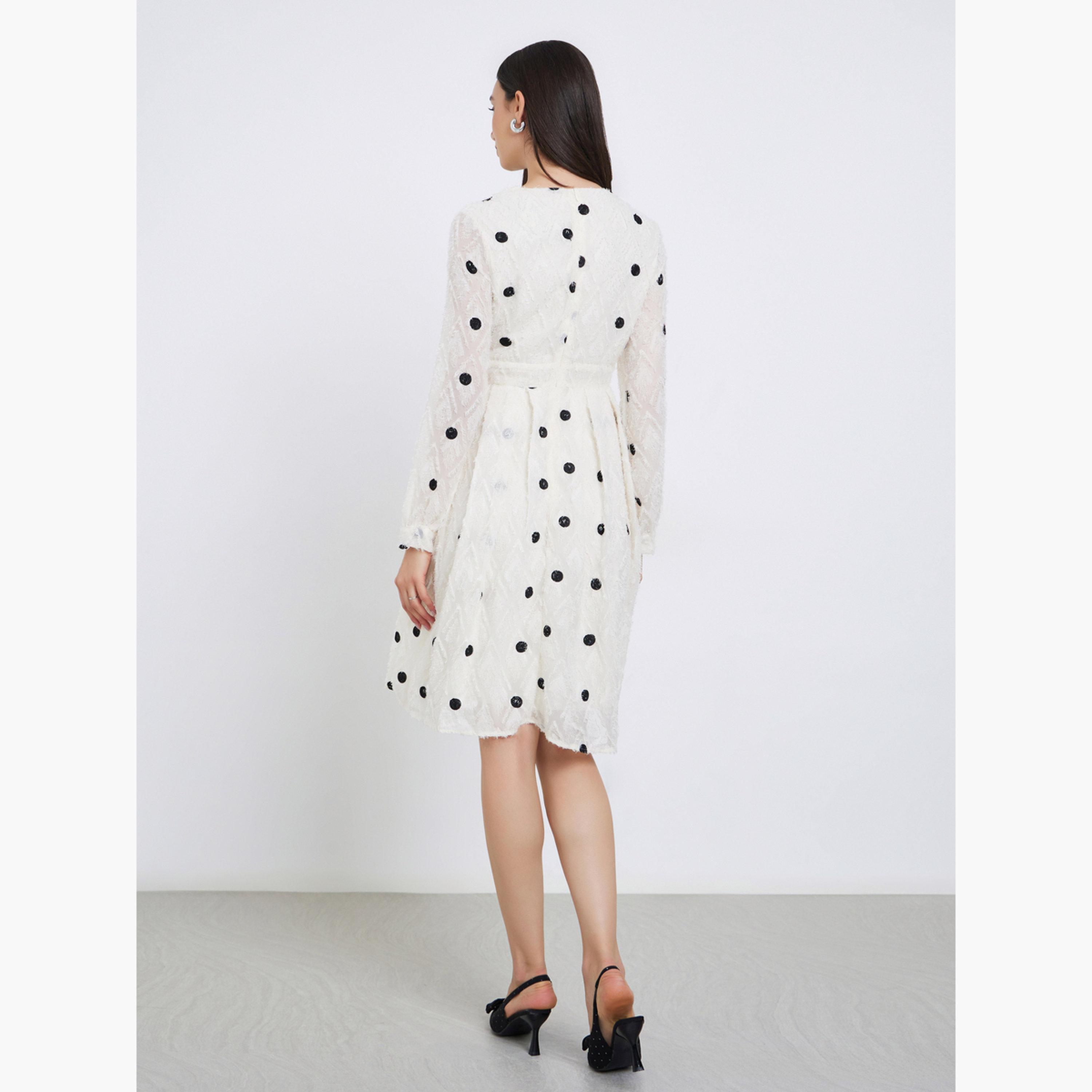 Take Two Polka Dot Frayed Knee Length Dress-women-clothing-dresses-image-5