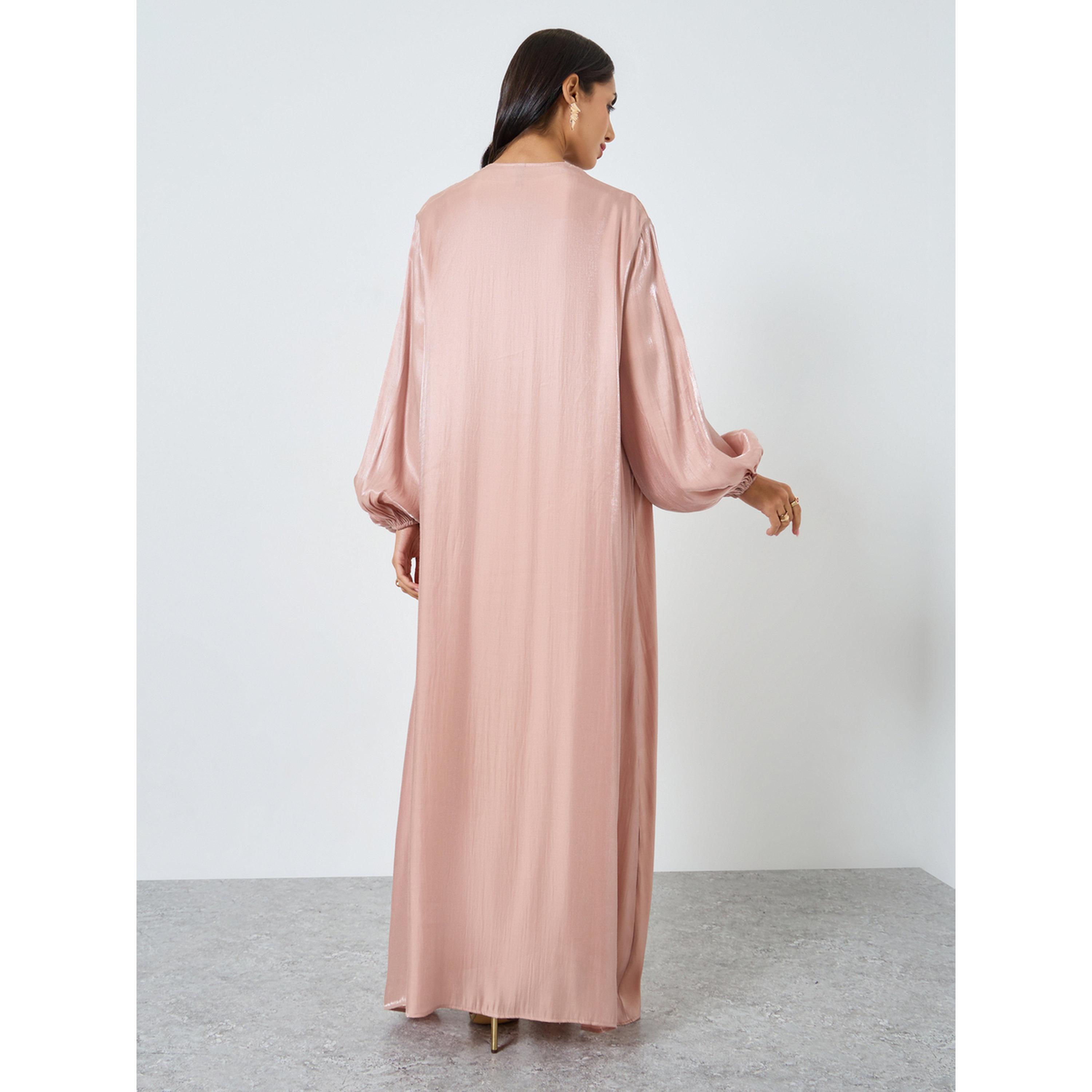 عباية ساتان بأكمام واسعة وتفاصيل براقة-women-arabicclothing-abayas-image-4
