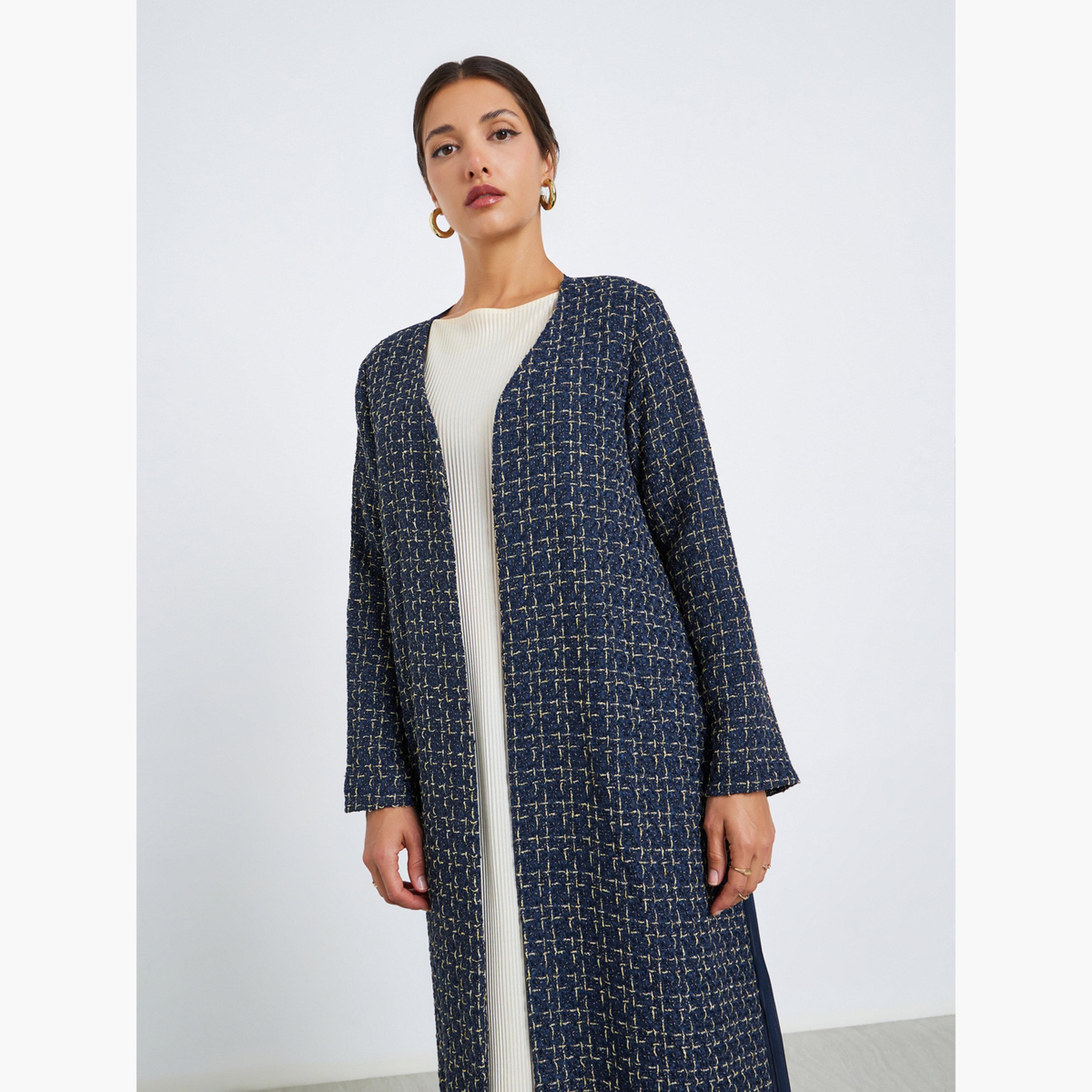 Styli Front Open Tweed Look Abaya-women-arabicclothing-abayas-image-3