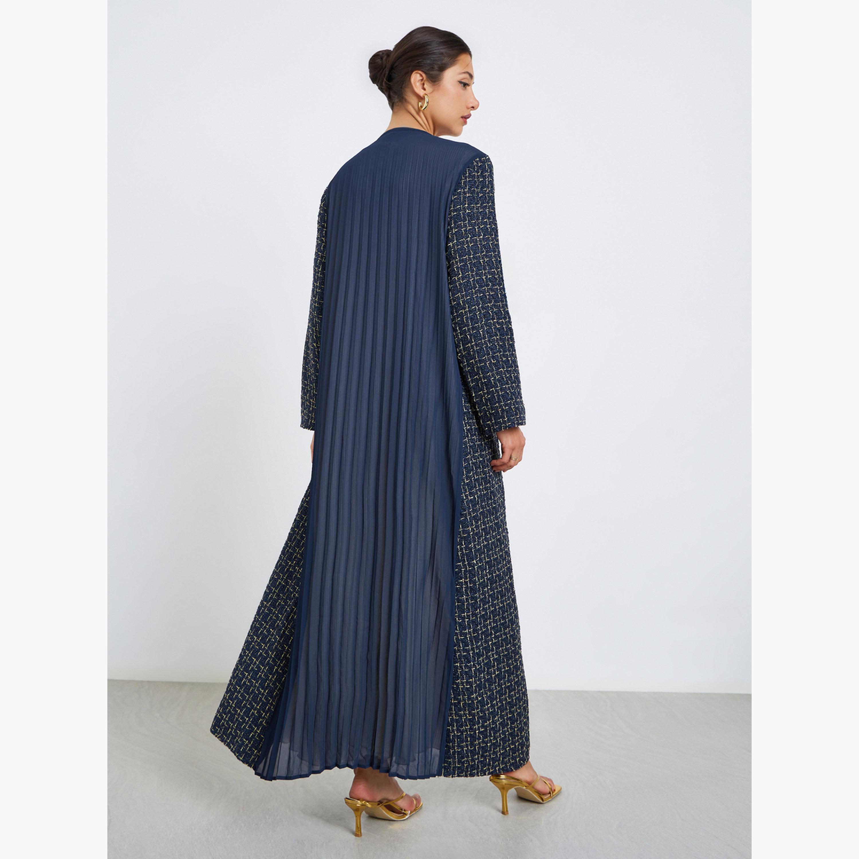 Styli Front Open Tweed Look Abaya-women-arabicclothing-abayas-image-5