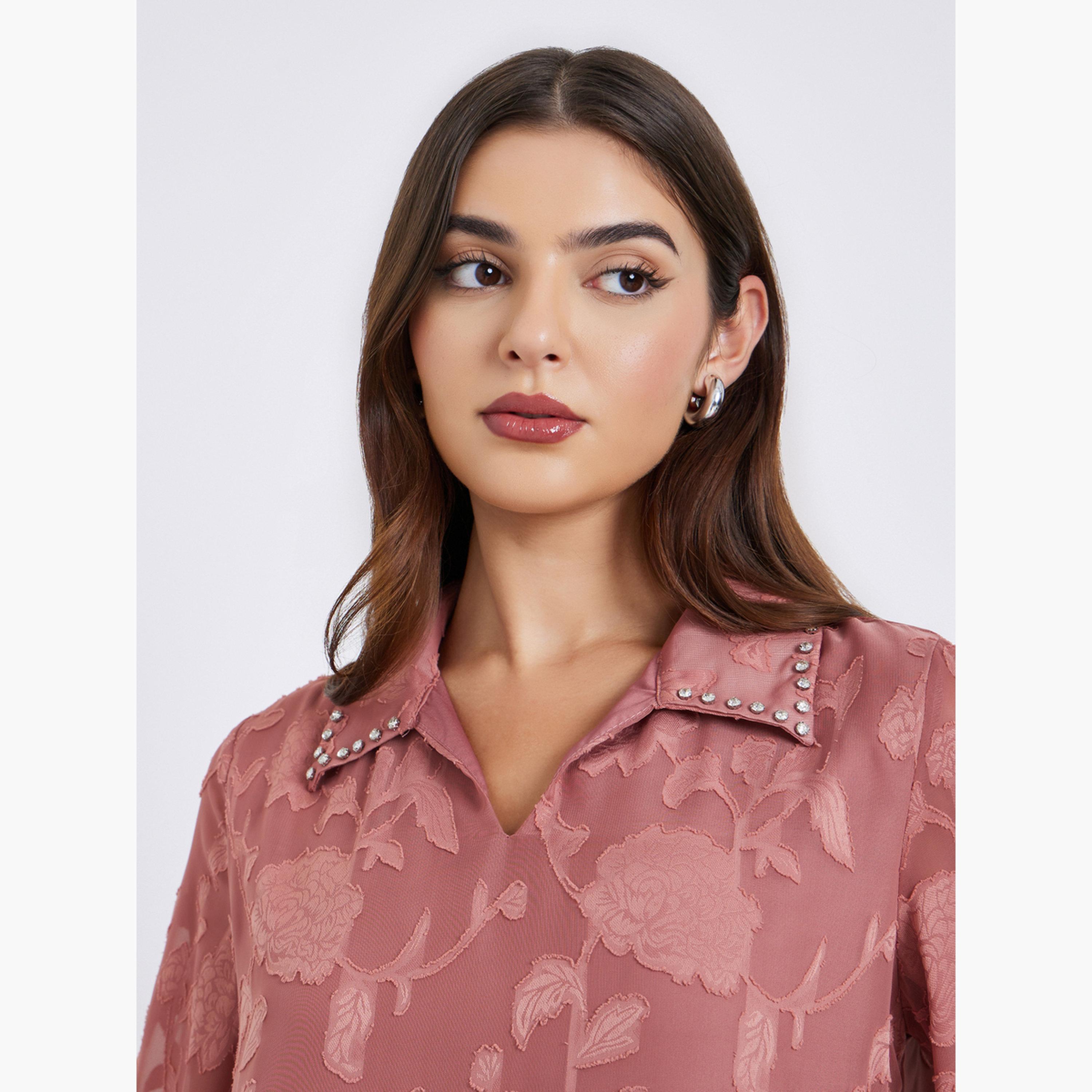 ستايلي - جلابية ماكسي مزخرفة بالورود الوردية-women-arabicclothing-jalabiyas-image-3
