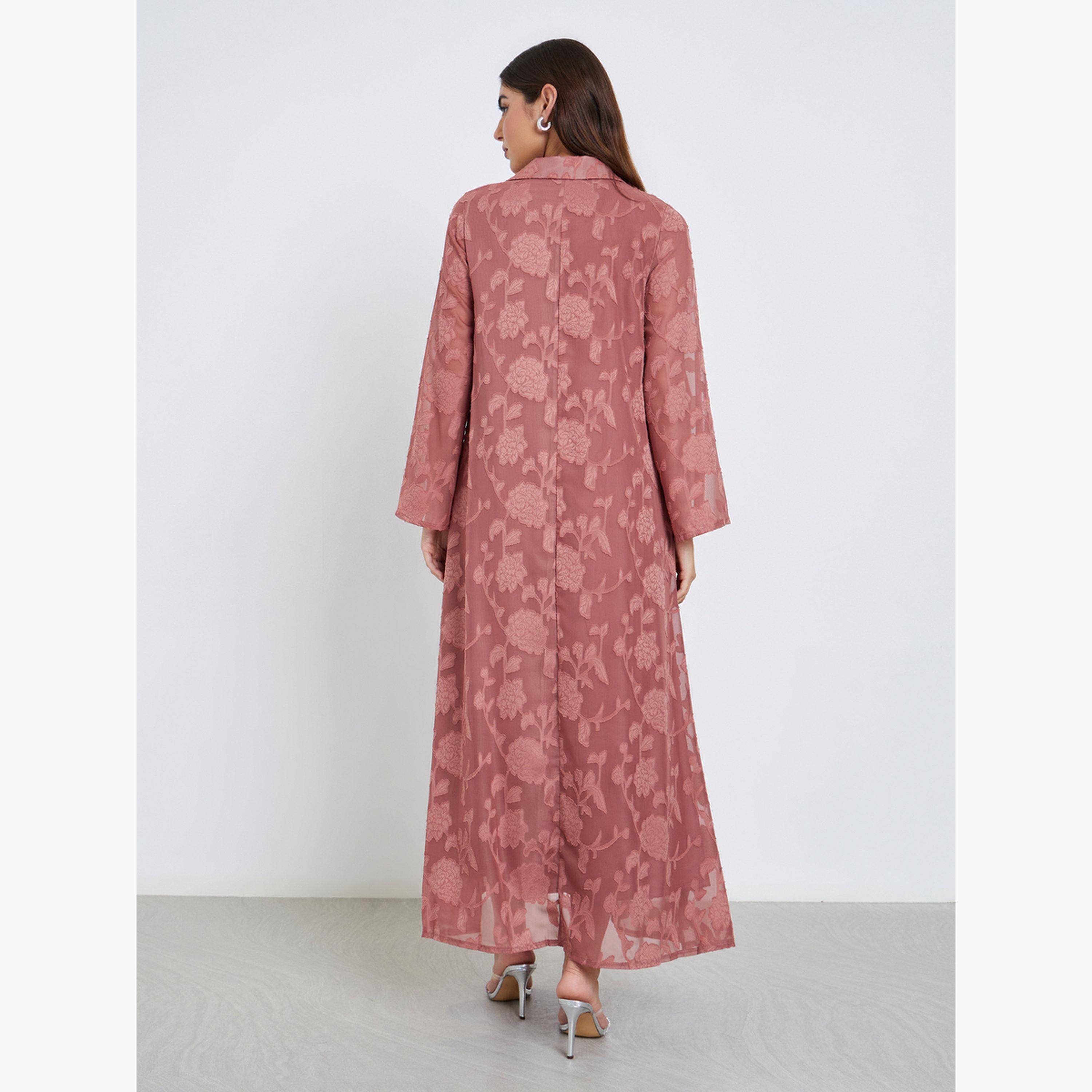 ستايلي - جلابية ماكسي مزخرفة بالورود الوردية-women-arabicclothing-jalabiyas-image-4