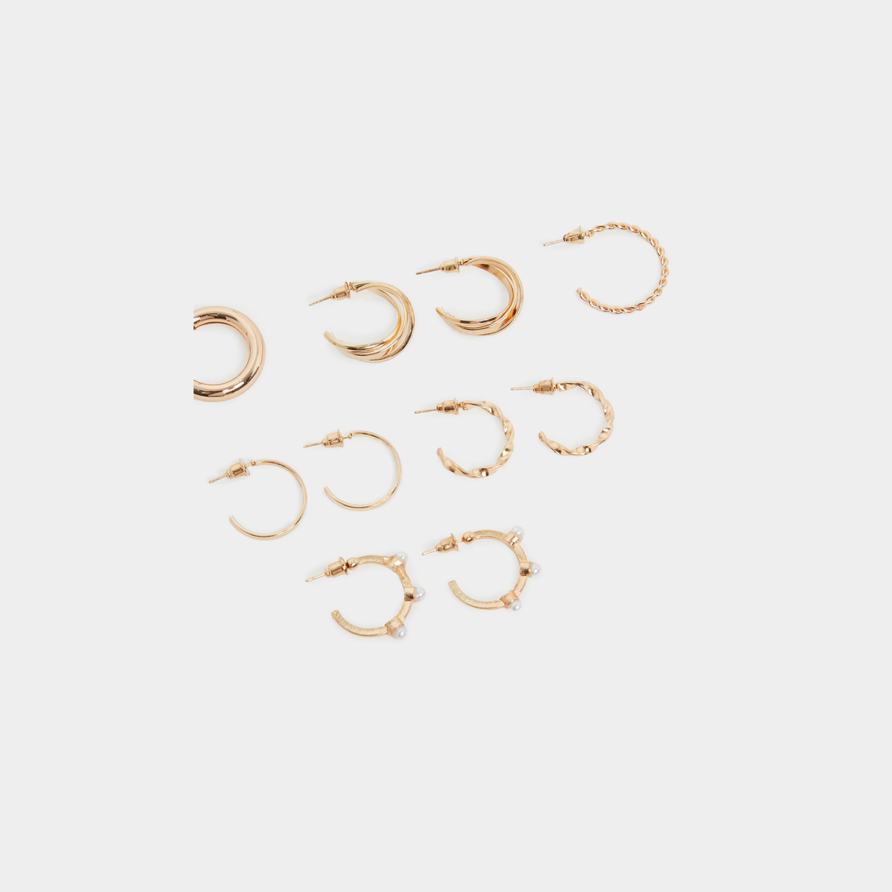 ستايلي - طقم 6 أقراط دائرية ذهبية اللون-women-watchesandjewellery-jewellery-earrings-image-4