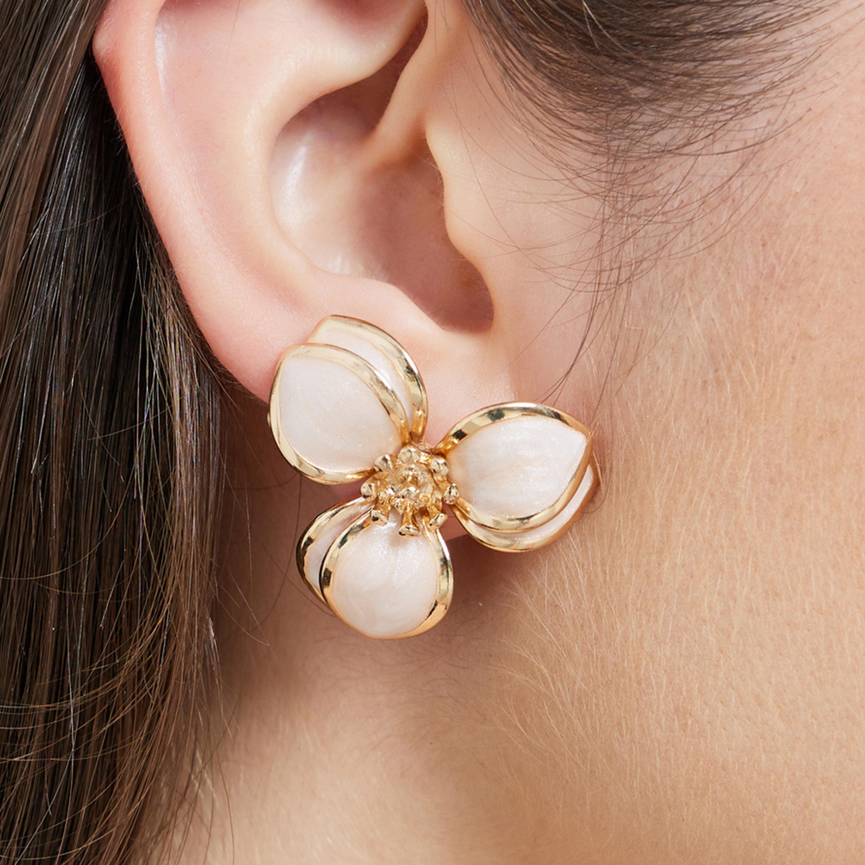 Styli Gold Tone Flower Stud Earrings-women-watchesandjewellery-jewellery-earrings-image-2