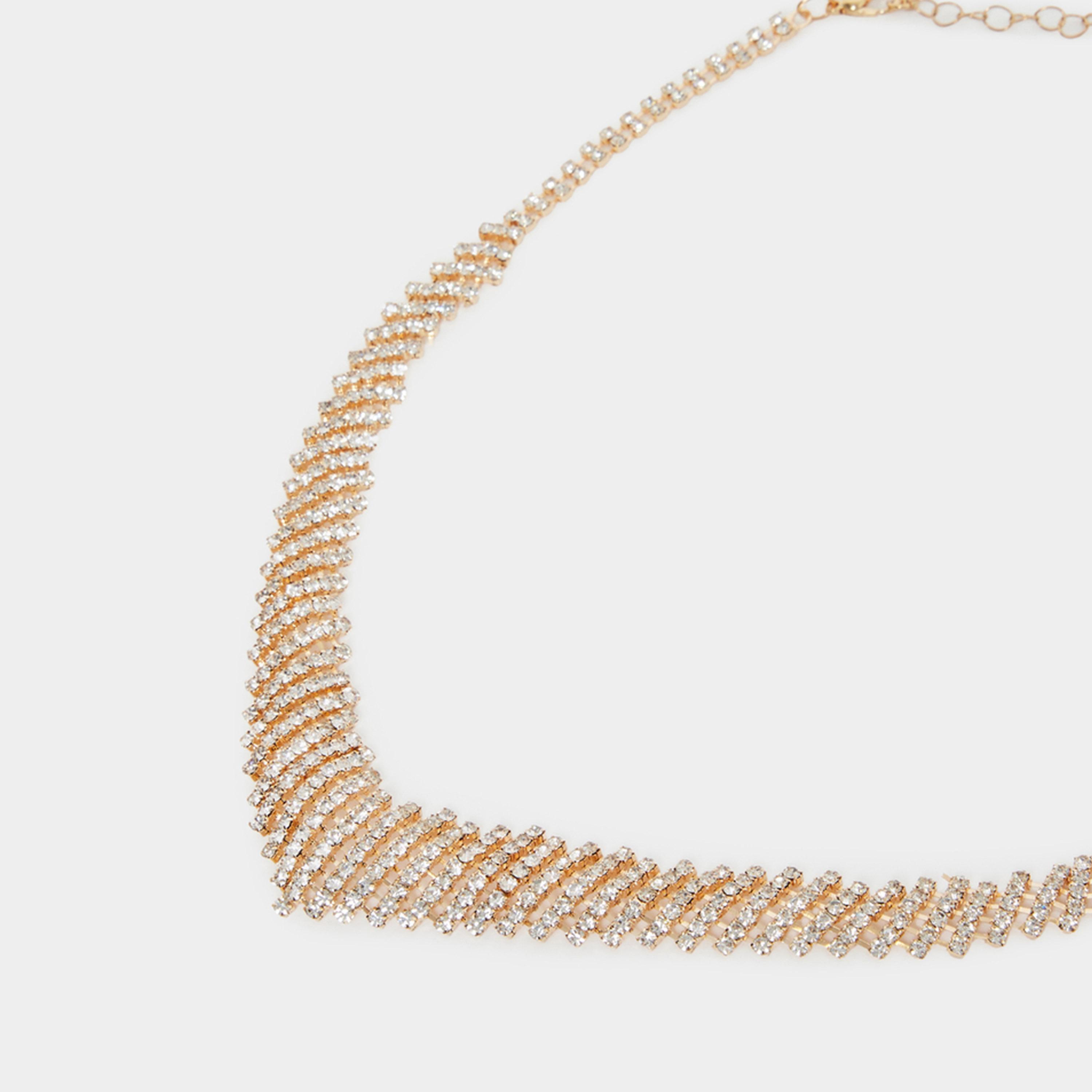 ستايلي - طقم مجوهرات مكون من قلادة وأقراط متدلية مزينة لون ذهبي-women-watchesandjewellery-jewellery-jewellerysets-image-3