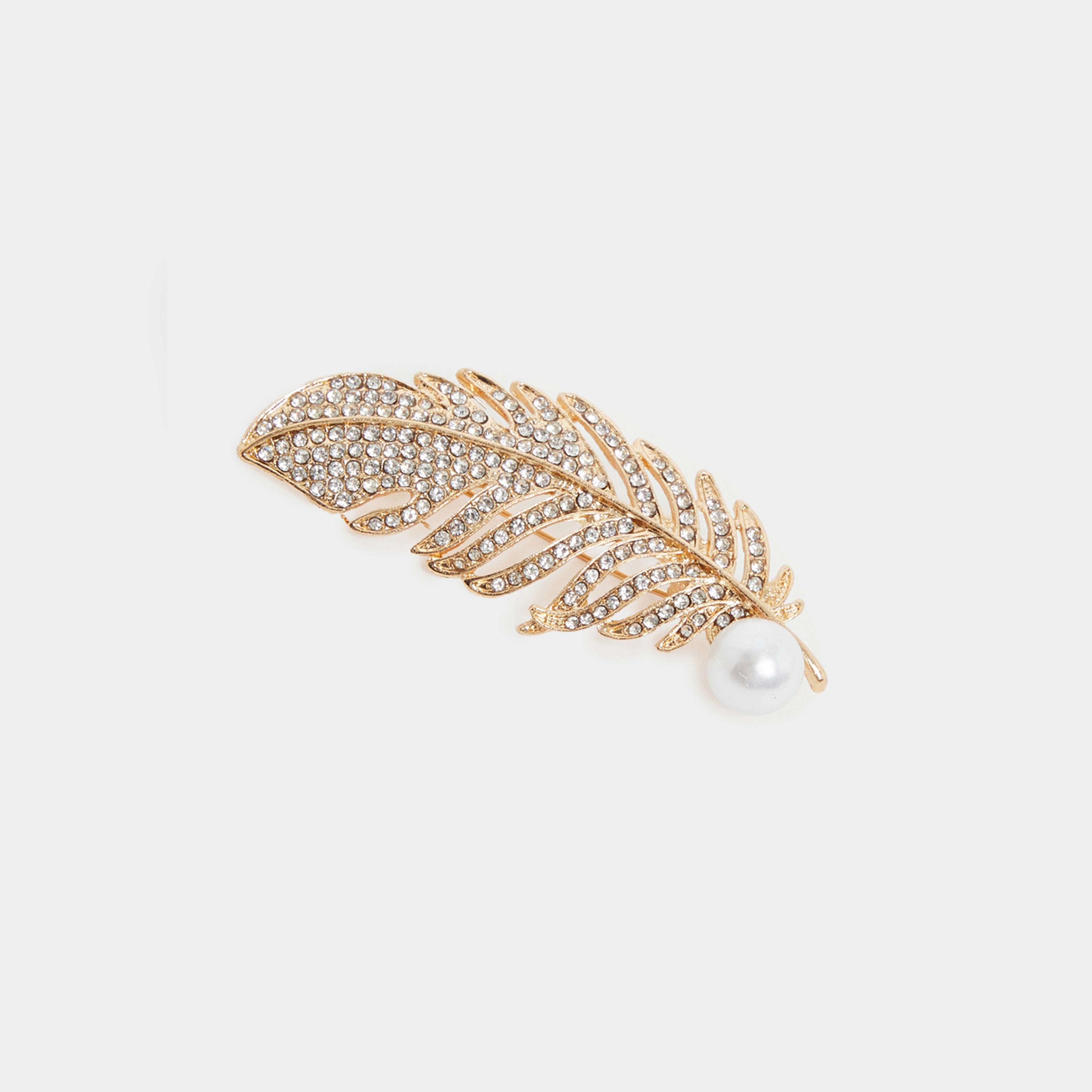 Styli Embellished Leaf Brooch-women-watchesandjewellery-jewellery-brooches-image-1