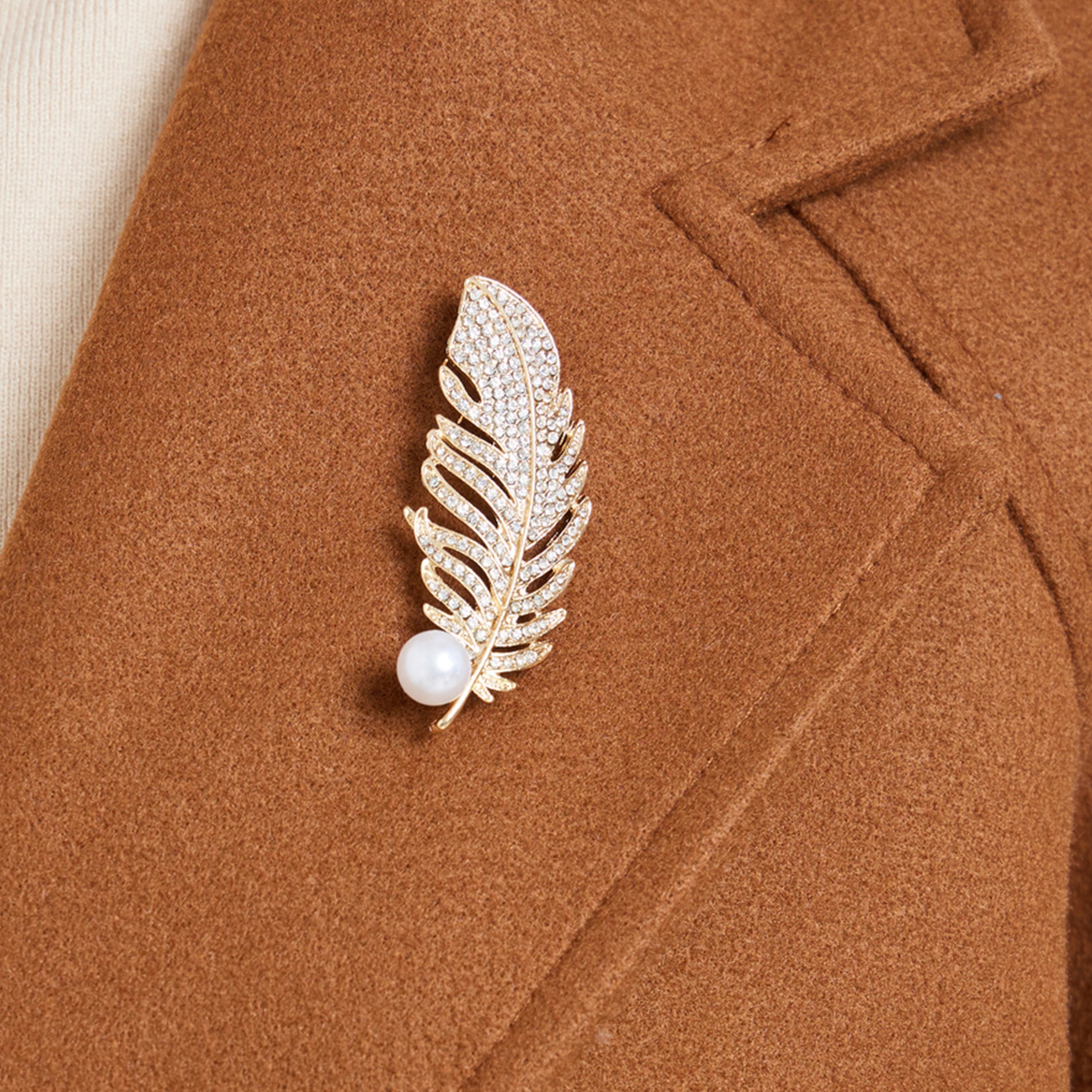 Styli Embellished Leaf Brooch-women-watchesandjewellery-jewellery-brooches-image-2