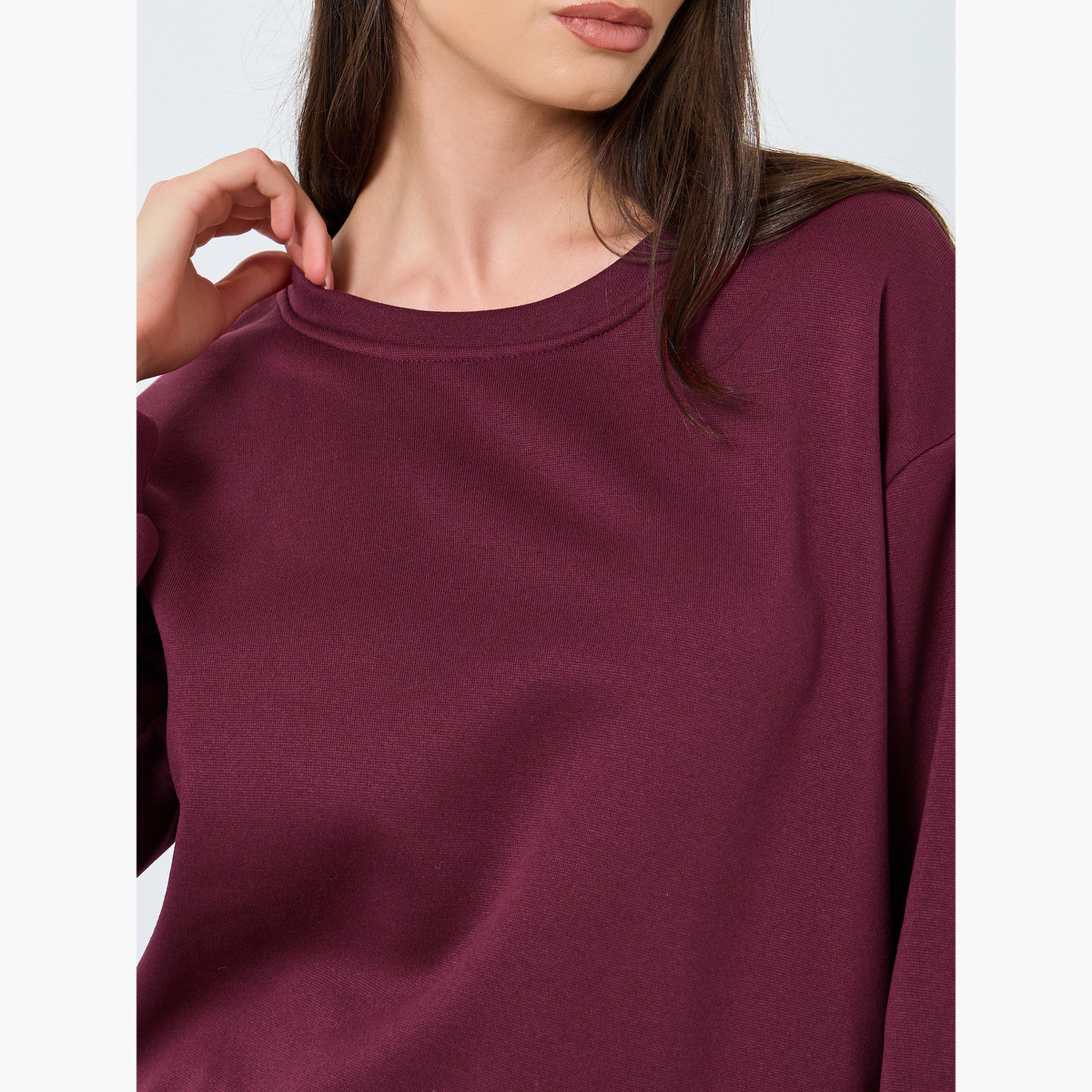 Styli Solid Round Neck Long Sleeves Women's Sweatshirt-women-clothing-hoodiesandsweatshirts-sweatshirts-image-4