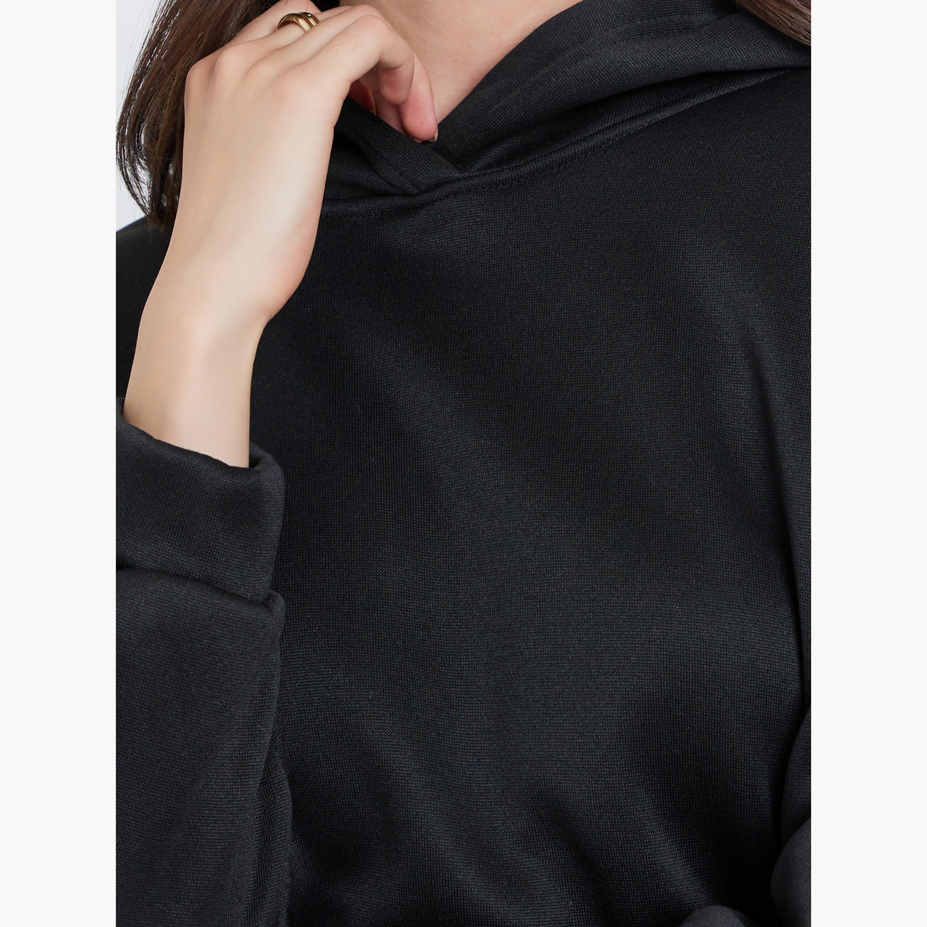 ستايلي - سويت شيرت مقاس كبير اوفر سايز  بلون برغندي سادة-women-clothing-hoodiesandsweatshirts-hoodies-image-3