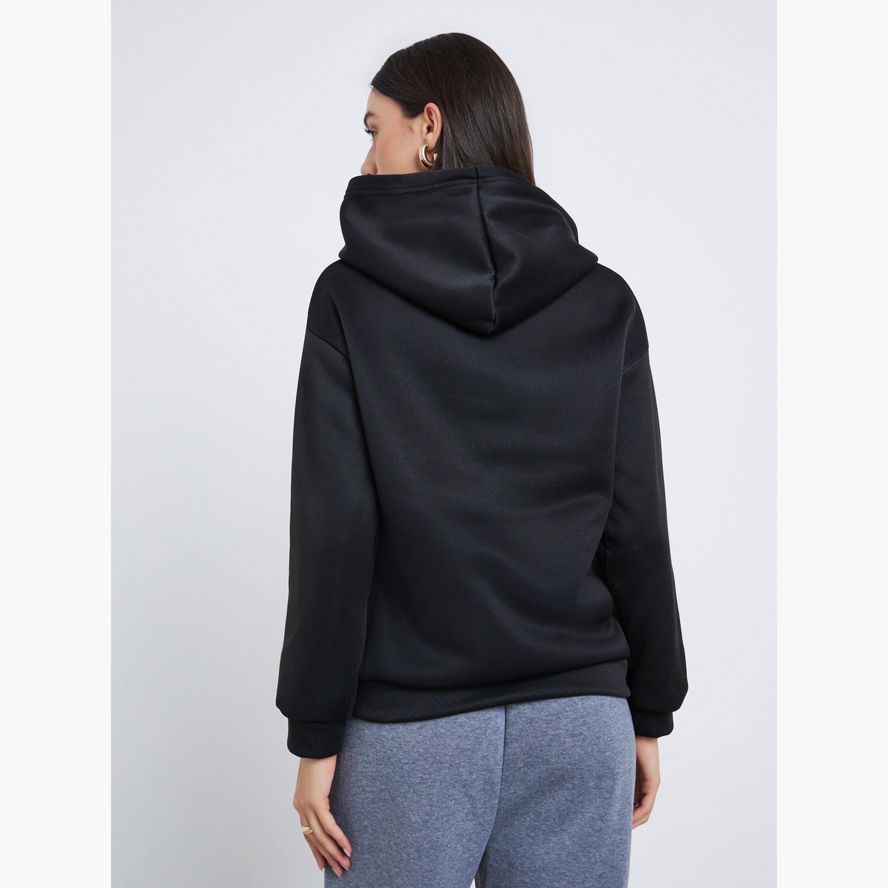ستايلي - سويت شيرت مقاس كبير اوفر سايز  بلون برغندي سادة-women-clothing-hoodiesandsweatshirts-hoodies-image-4