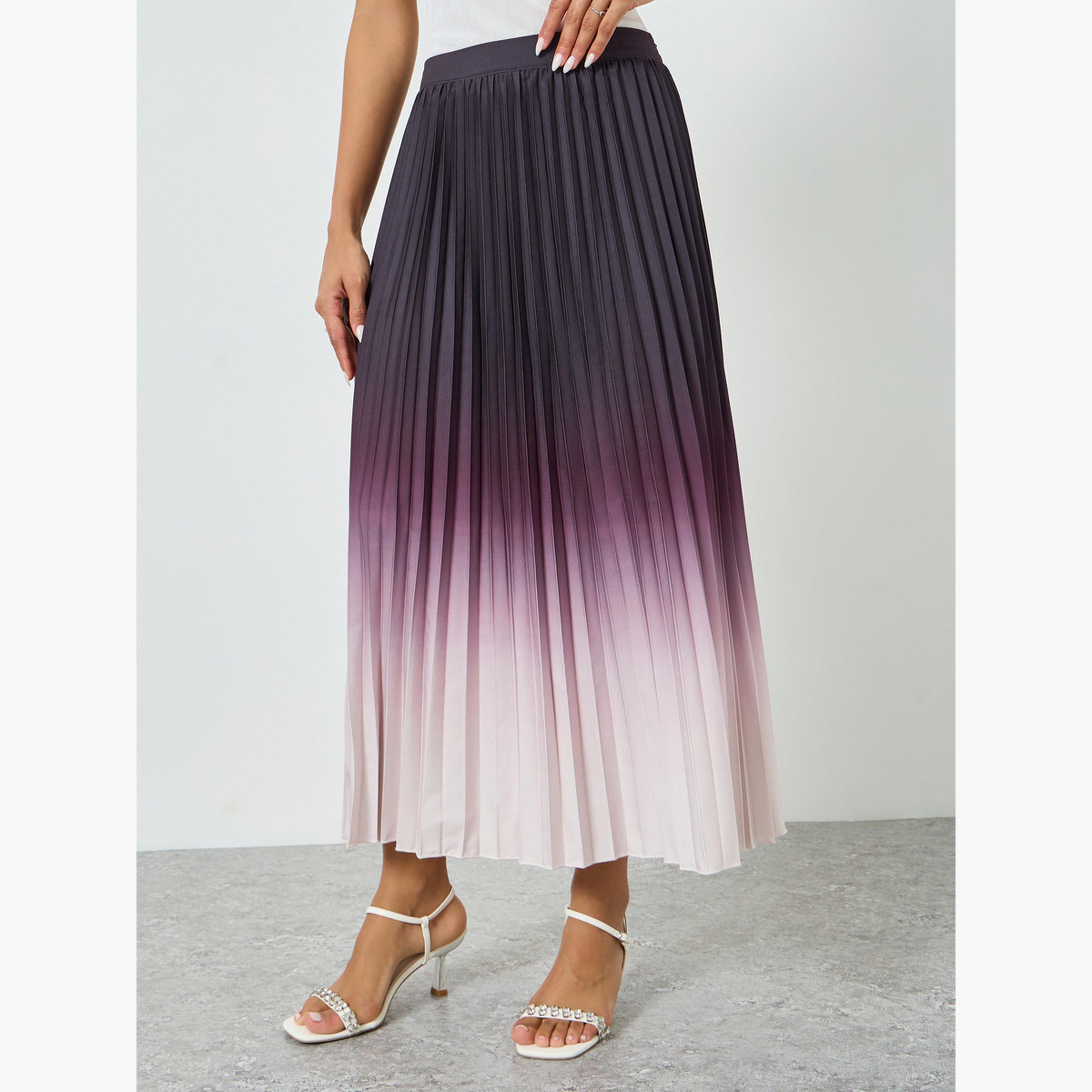 تنورة ميدي مطوية بنمط أومبريه-women-clothing-bottoms-skirts-image-1