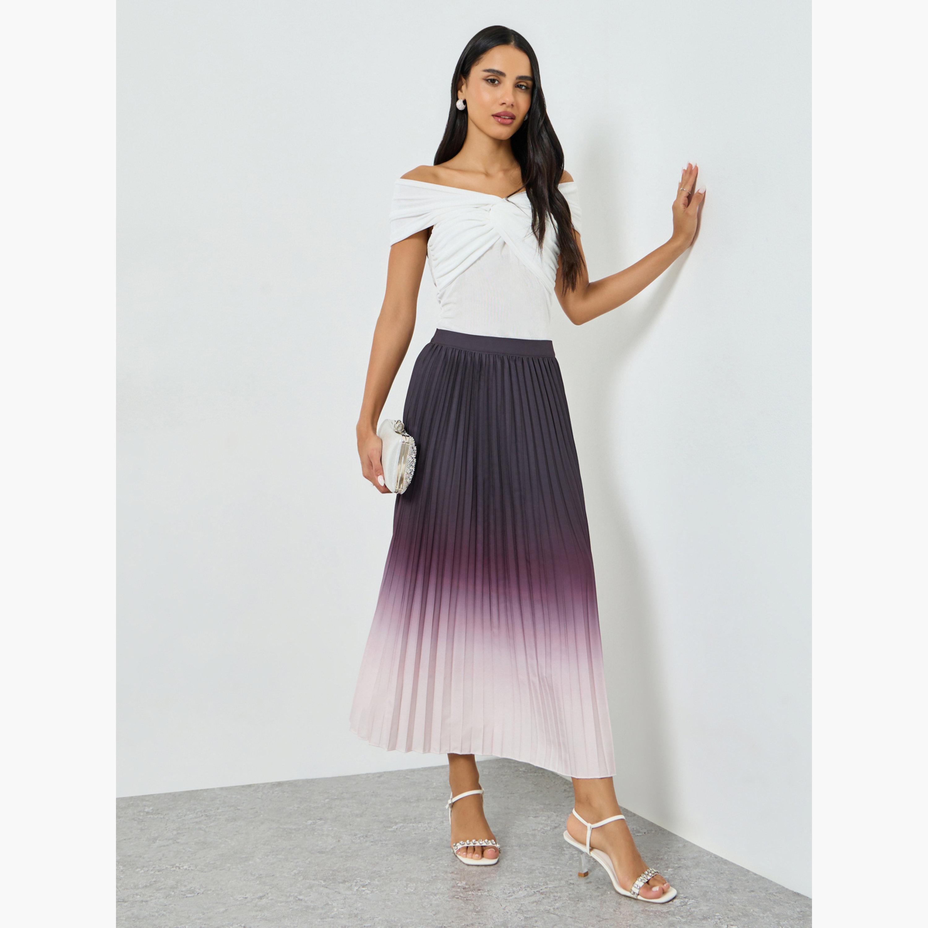 Styli Ombre Look Pleated Midi Skirt-women-clothing-bottoms-skirts-image-2