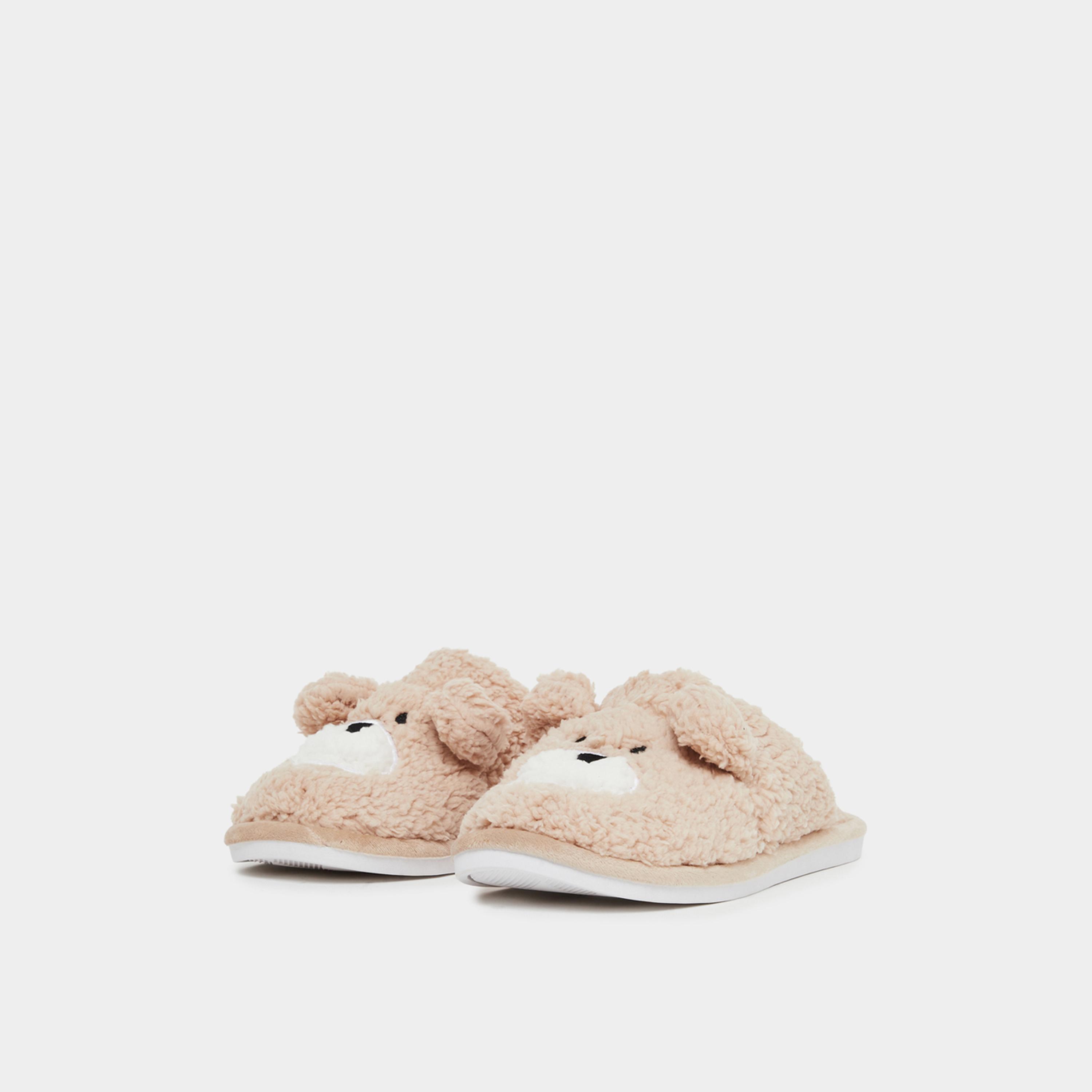 Styli Tan Teddy Bear Fleece Bedroom Slippers-women-shoes-bedroomslippers-image-1