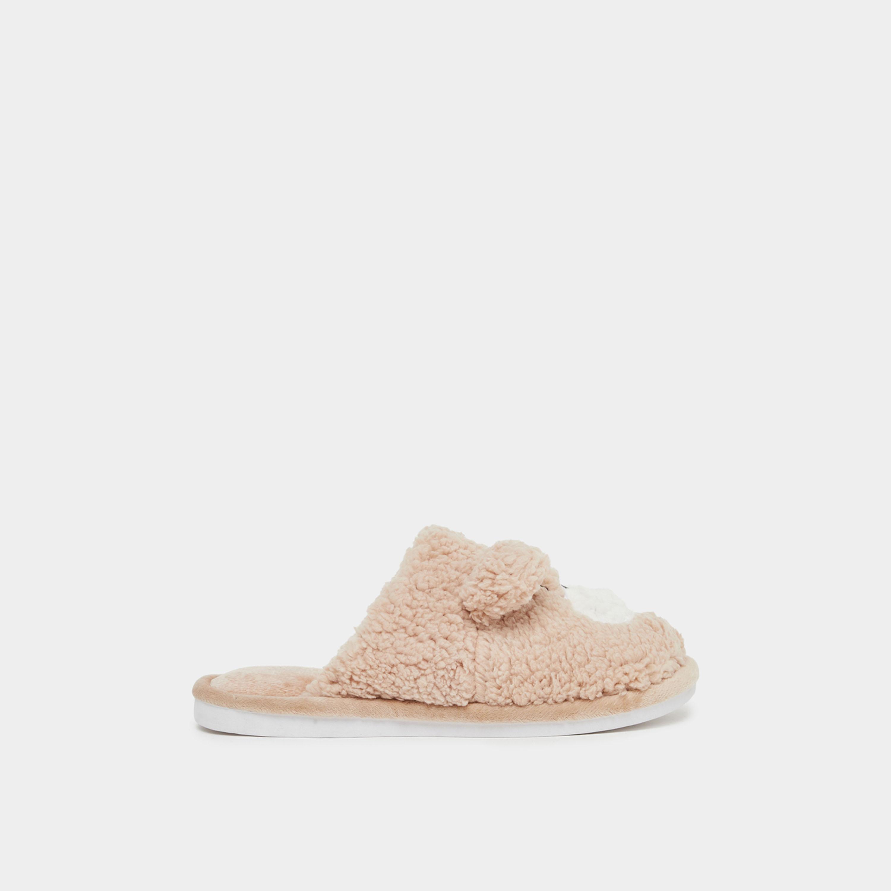 Styli Tan Teddy Bear Fleece Bedroom Slippers-women-shoes-bedroomslippers-image-3