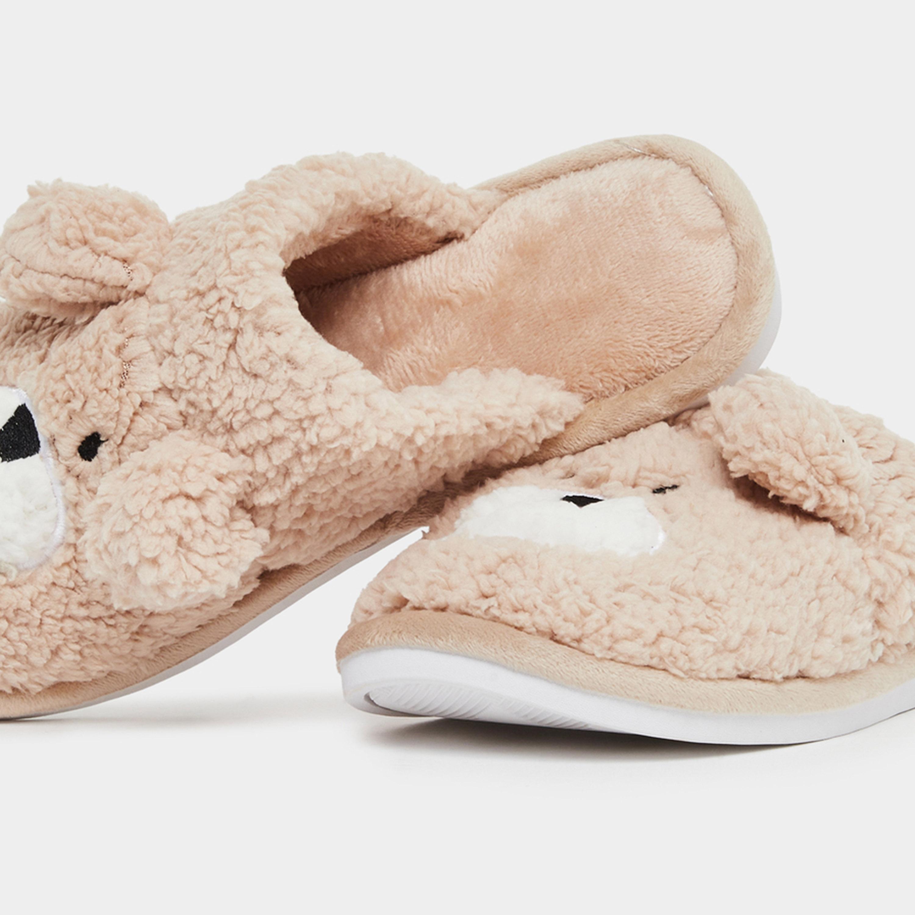 Styli Tan Teddy Bear Fleece Bedroom Slippers-women-shoes-bedroomslippers-image-5